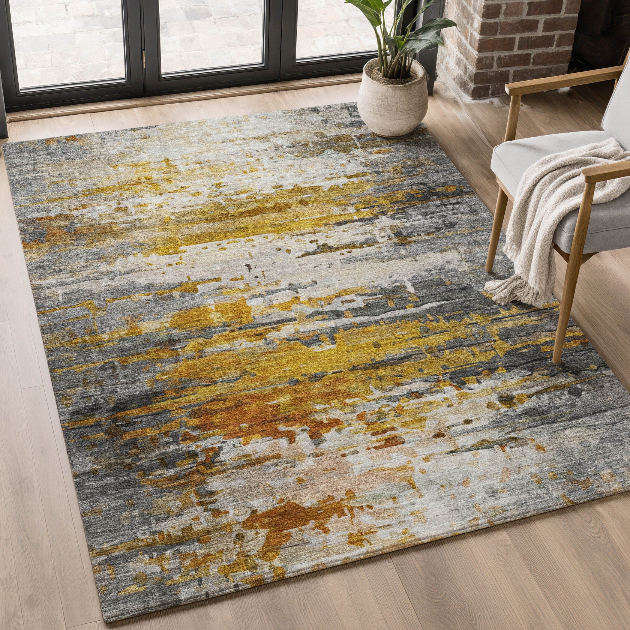 Sarajevo Machine Washable Transitional Copper Orange Rug 2'6" x 3'10" #shape_Rectangle