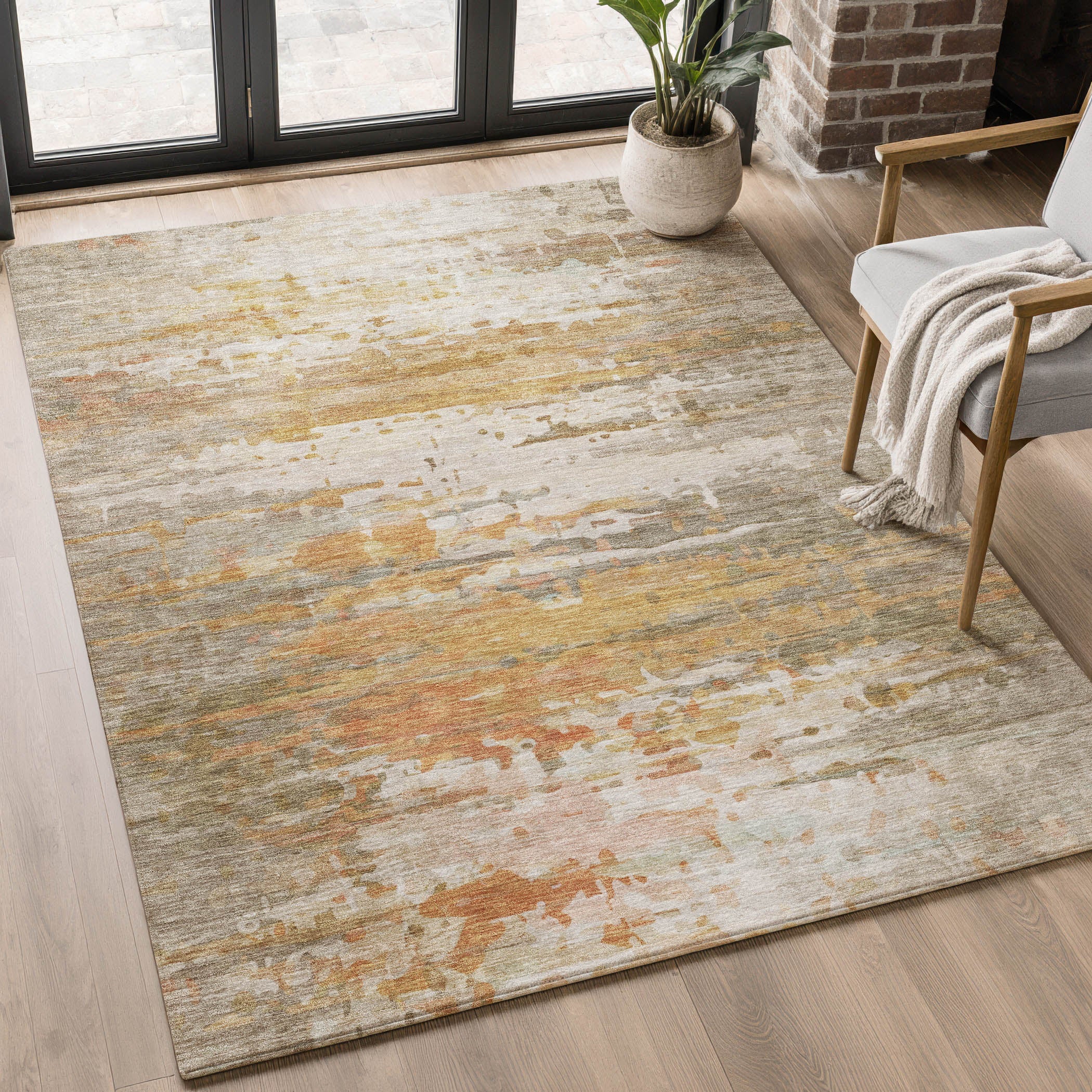 Sarajevo Machine Washable Transitional Khaki Brown Rug 2'6" x 3'10" #shape_Rectangle