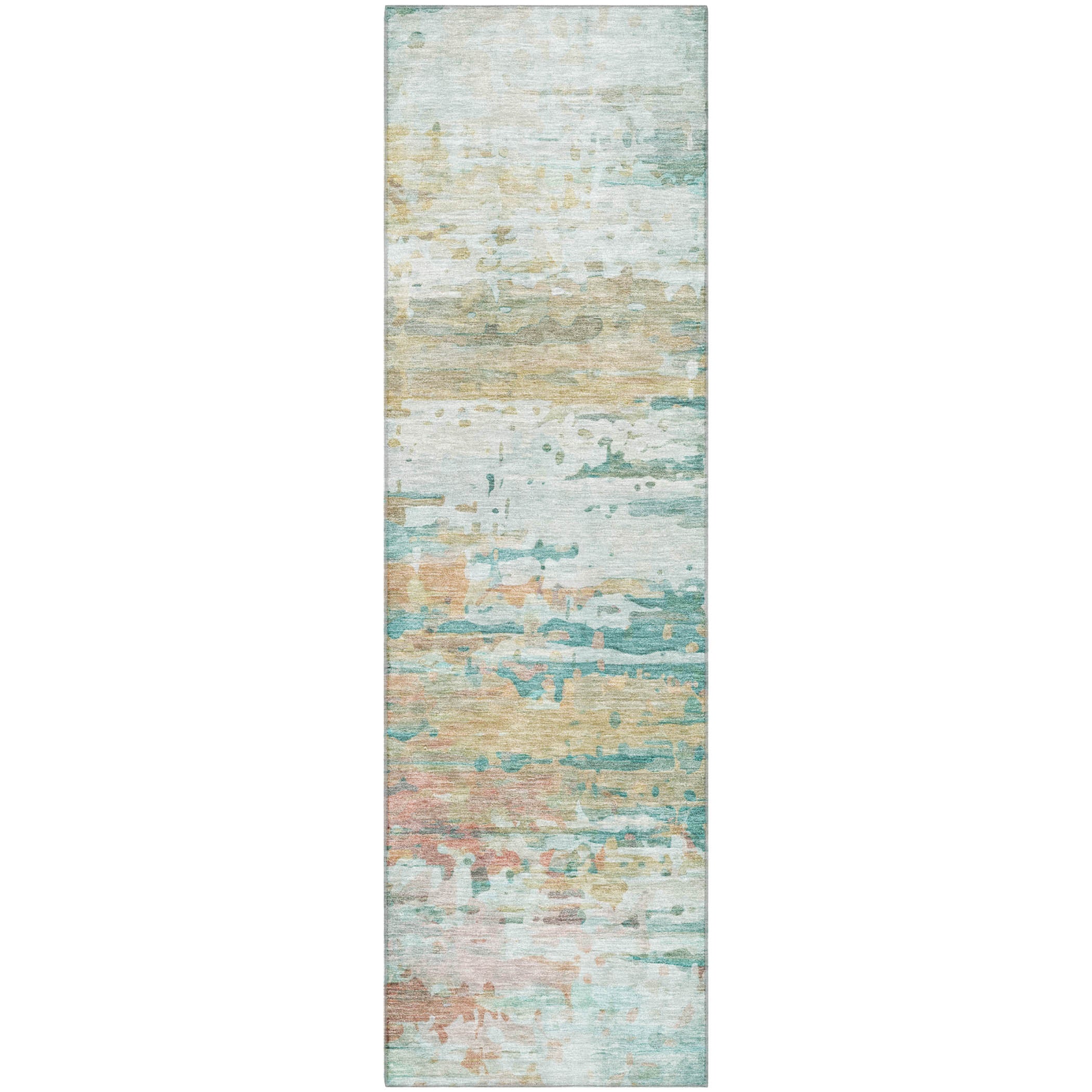 Sarajevo Machine Washable Transitional Teal Rug 2'3" x 7'6" #shape_Runner