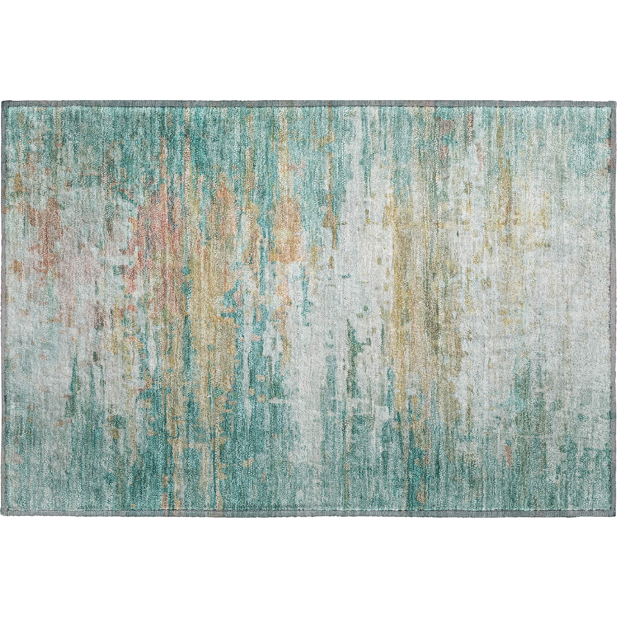 Sarajevo Machine Washable Transitional Teal Rug 1'8" x 2'6" #shape_Rectangle