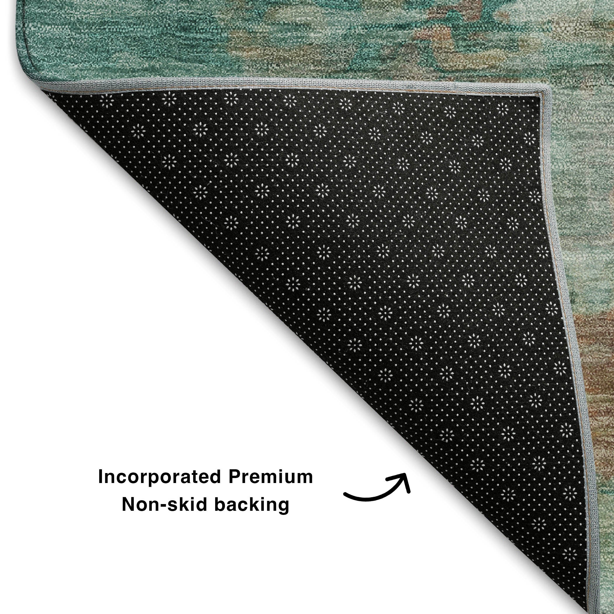Sarajevo Machine Washable Transitional Teal Rug 1'8" x 2'6" #shape_Rectangle