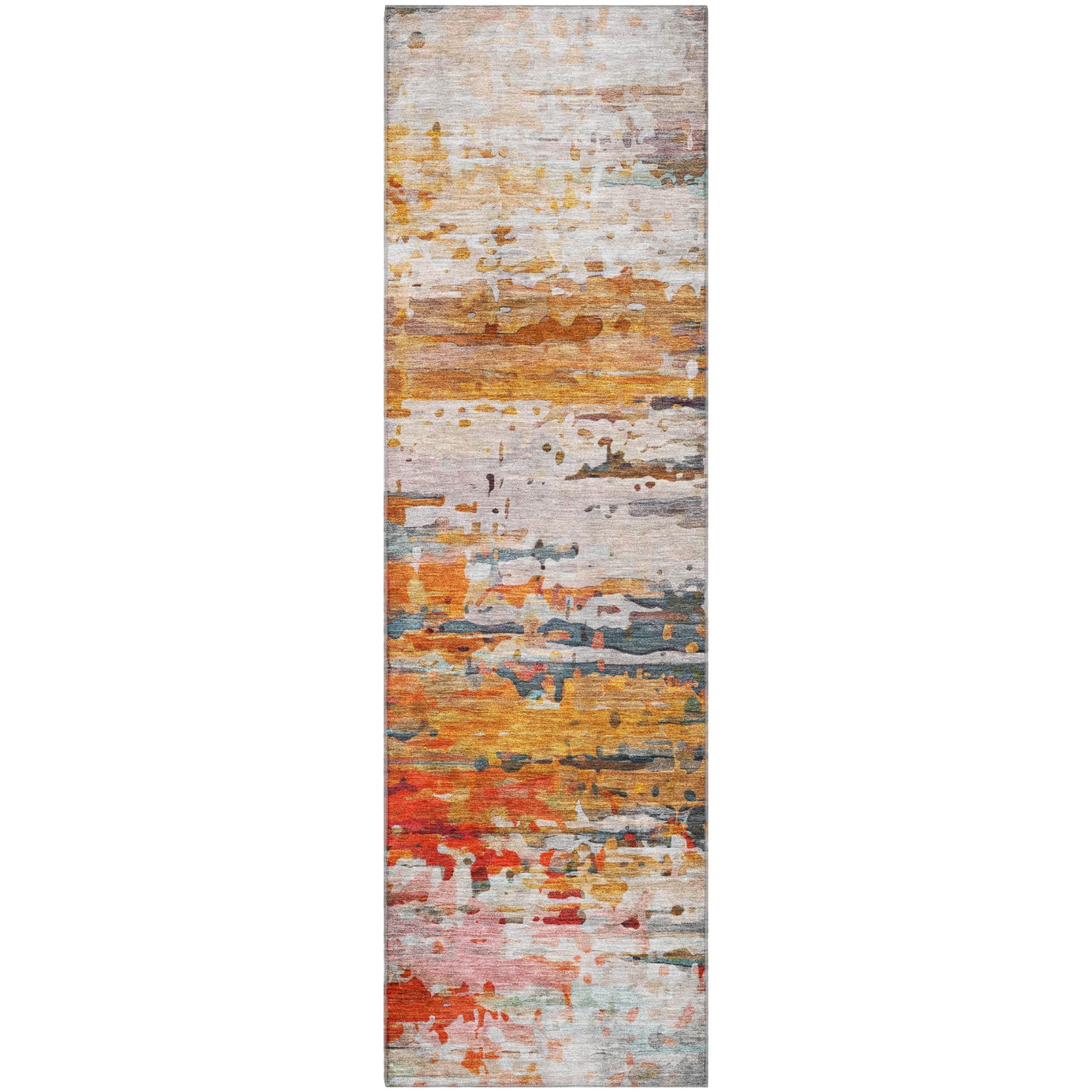 Sarajevo Machine Washable Transitional Terracotta Orange Rug 2'3" x 7'6" #shape_Runner