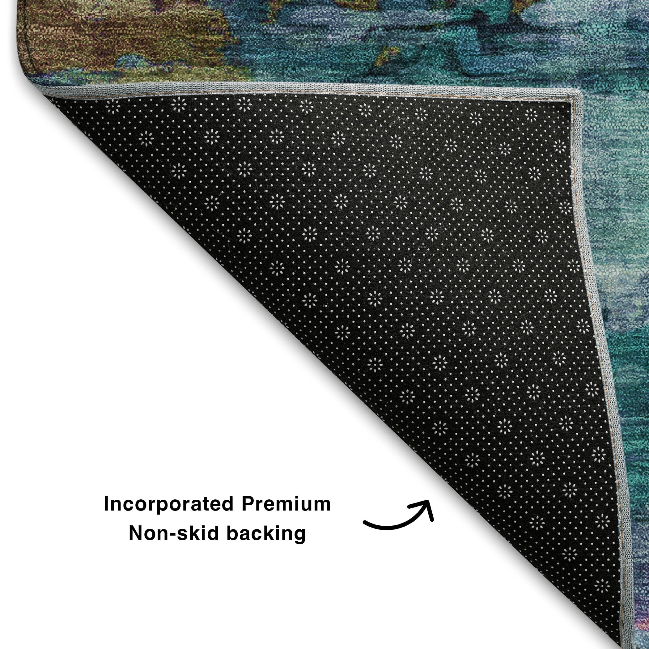 Oaxaca Machine Washable Transitional Blue Rug 1'8" x 2'6" #shape_Rectangle