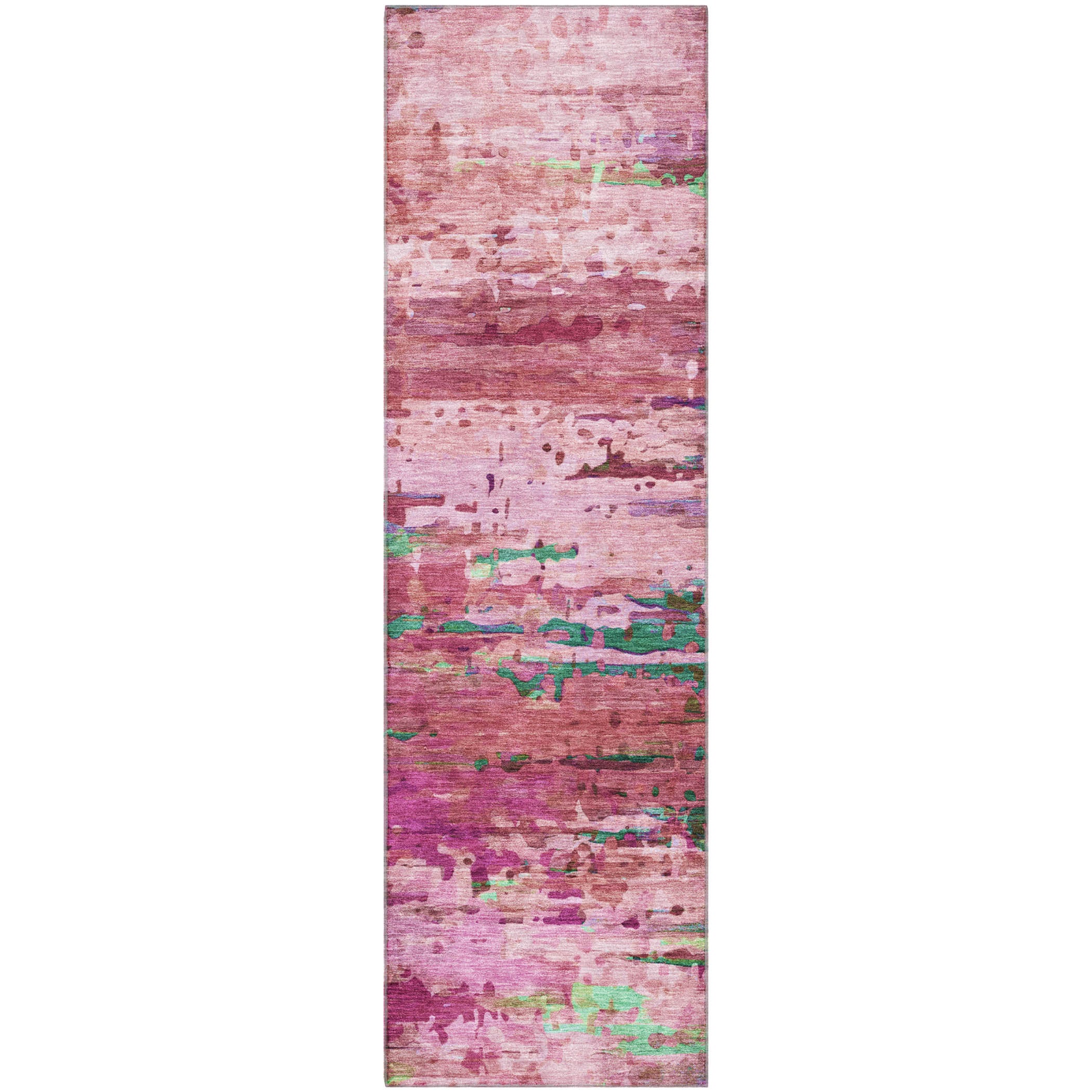 Oaxaca Machine Washable Transitional Pink Rug 2'3" x 7'6" #shape_Runner