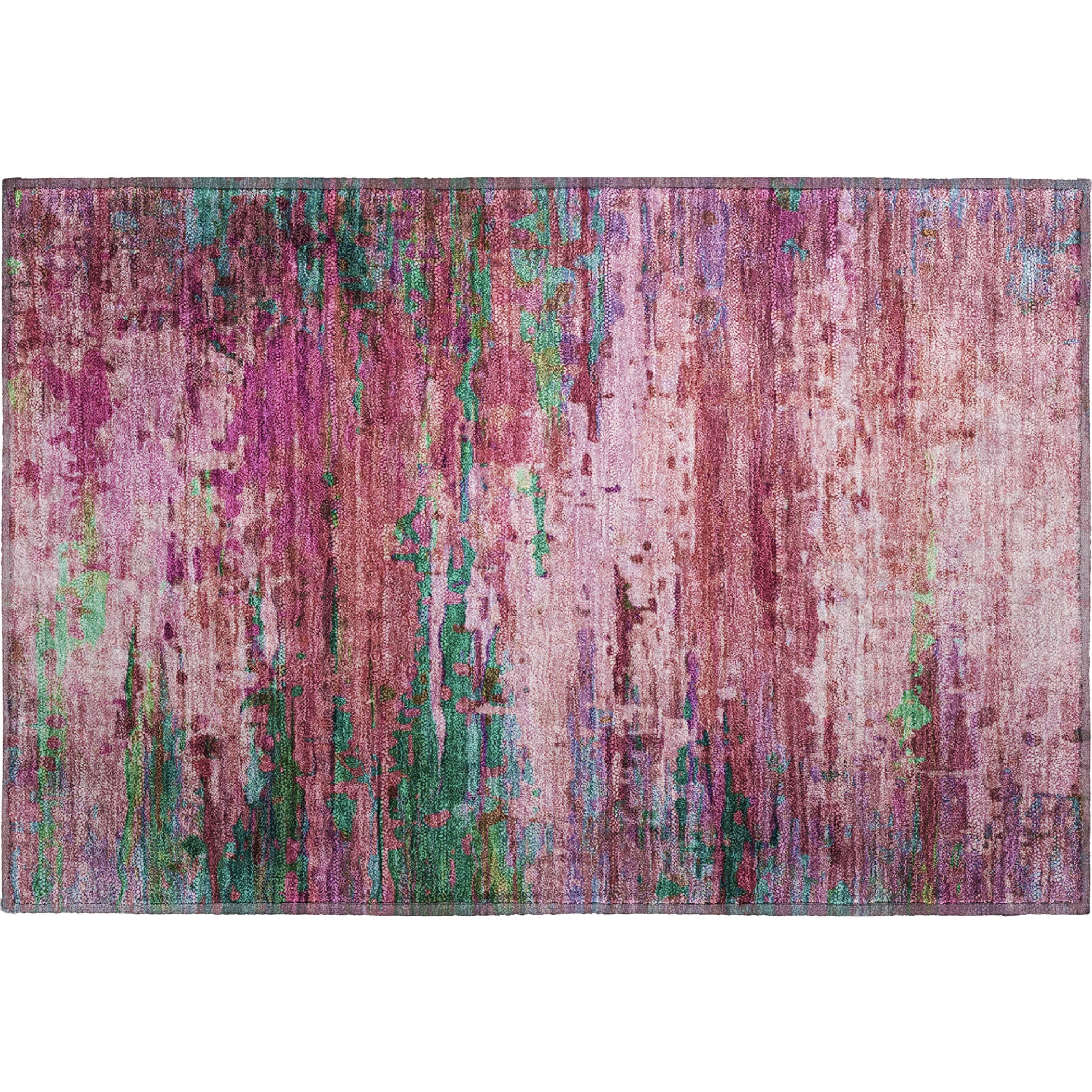 Oaxaca Machine Washable Transitional Pink Rug 1'8" x 2'6" #shape_Rectangle