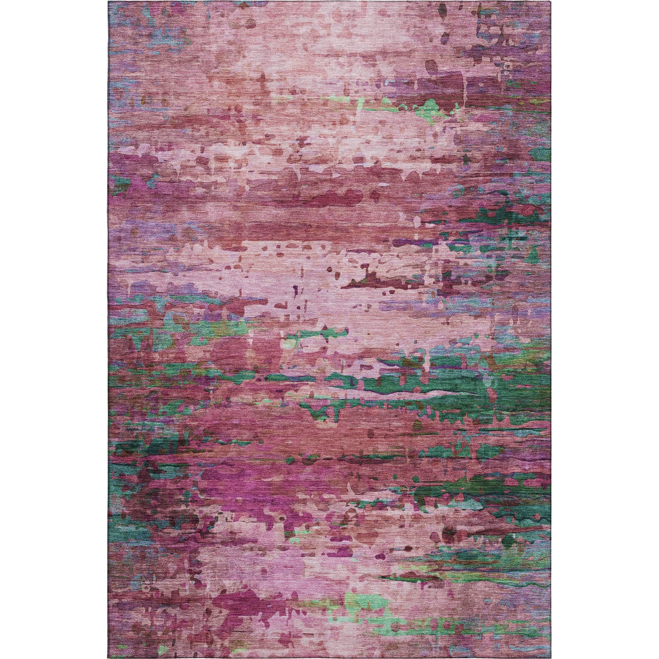 Oaxaca Machine Washable Transitional Pink Rug 2'6" x 3'10" #shape_Rectangle