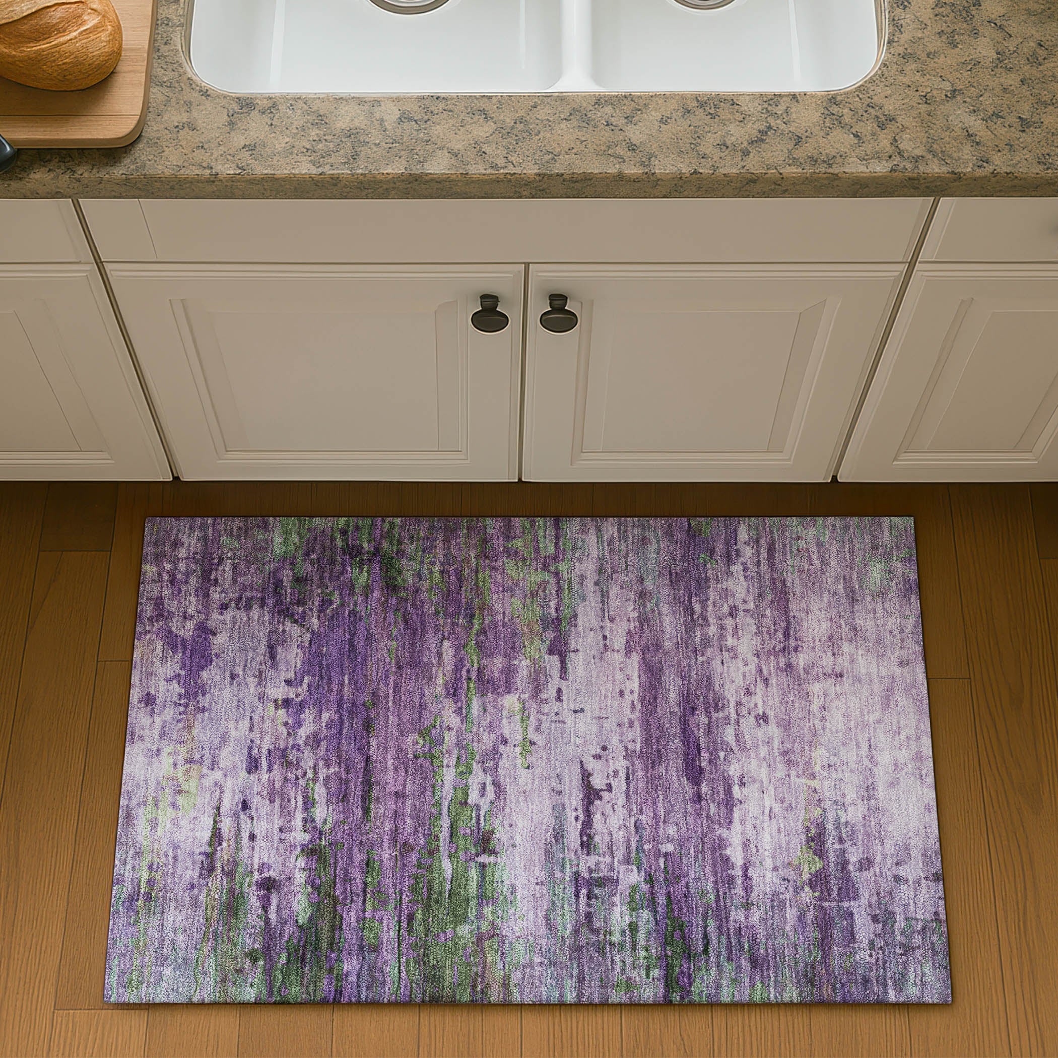 Oaxaca Machine Washable Transitional Purple Rug 1'8" x 2'6" #shape_Rectangle