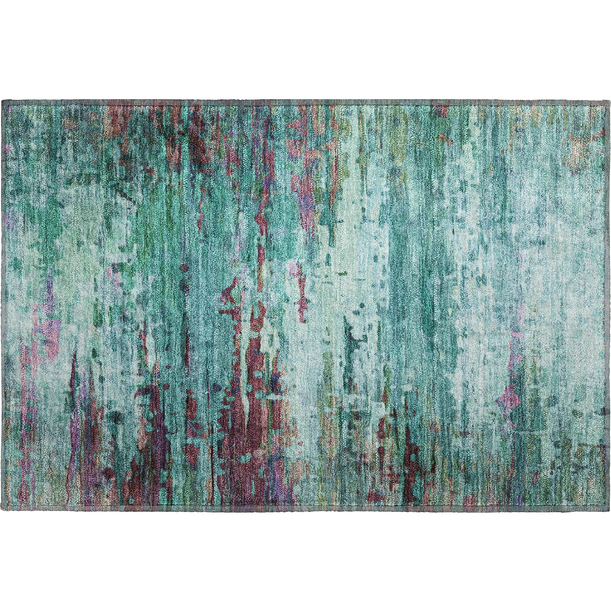 Oaxaca Machine Washable Transitional Teal Rug 1'8" x 2'6" #shape_Rectangle