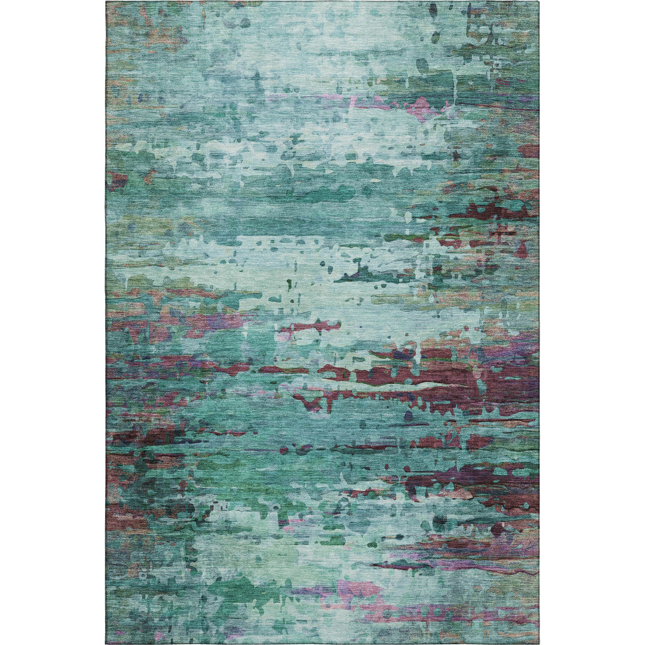 Oaxaca Machine Washable Transitional Teal Rug 2'6" x 3'10" #shape_Rectangle