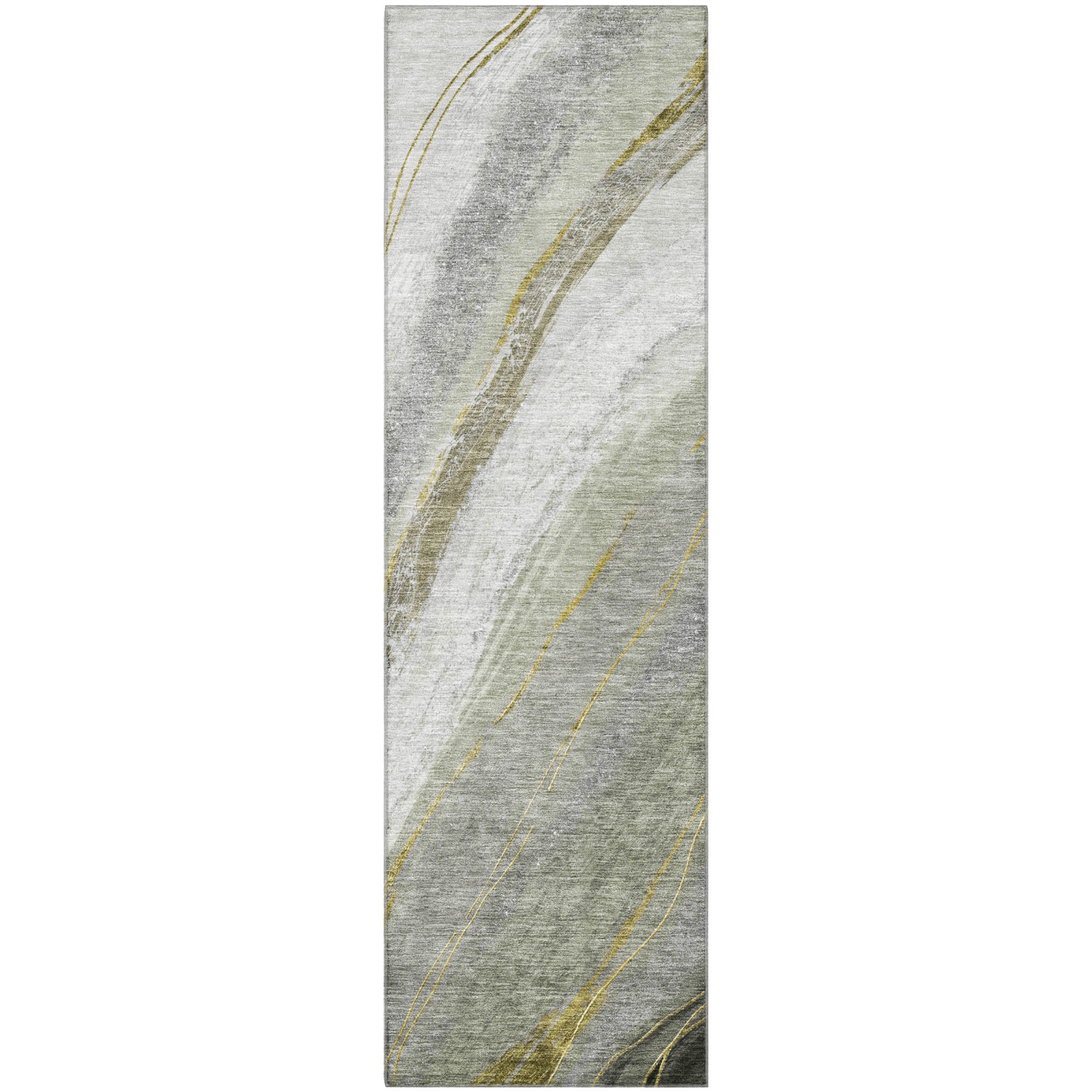 Kyoto Machine Washable Transitional Aloe Green Rug 2'3" x 7'6" #shape_Runner