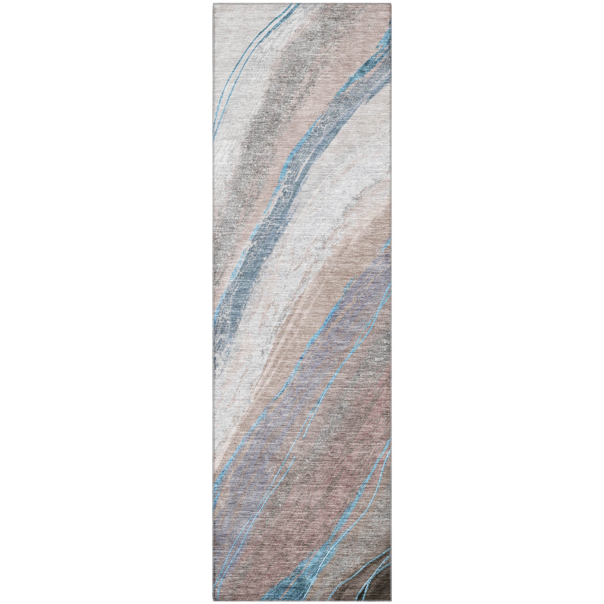 Kyoto Machine Washable Transitional Brown Rug 2'3" x 7'6" #shape_Runner