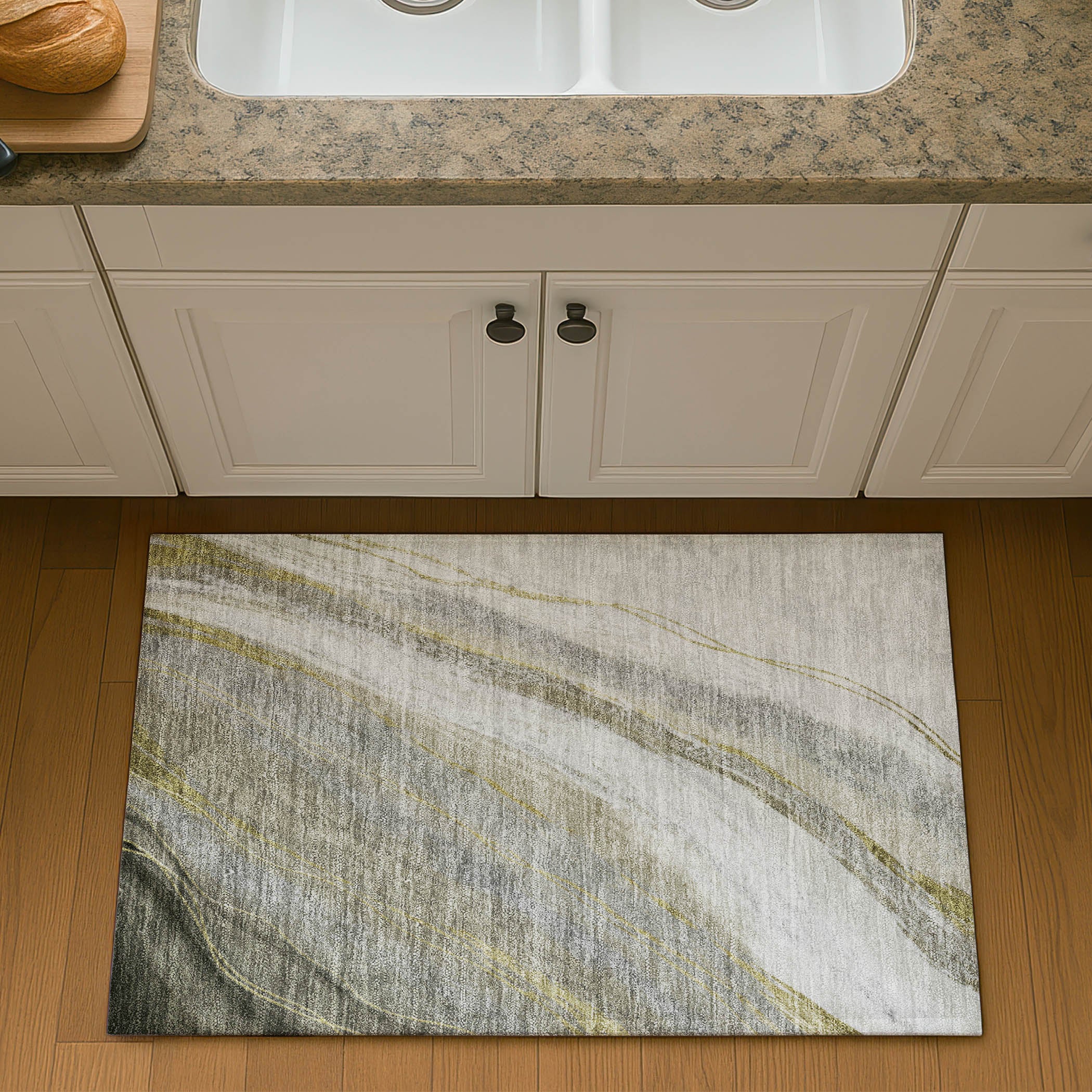 Kyoto Machine Washable Transitional Pewter Gray Rug 1'8" x 2'6" #shape_Rectangle