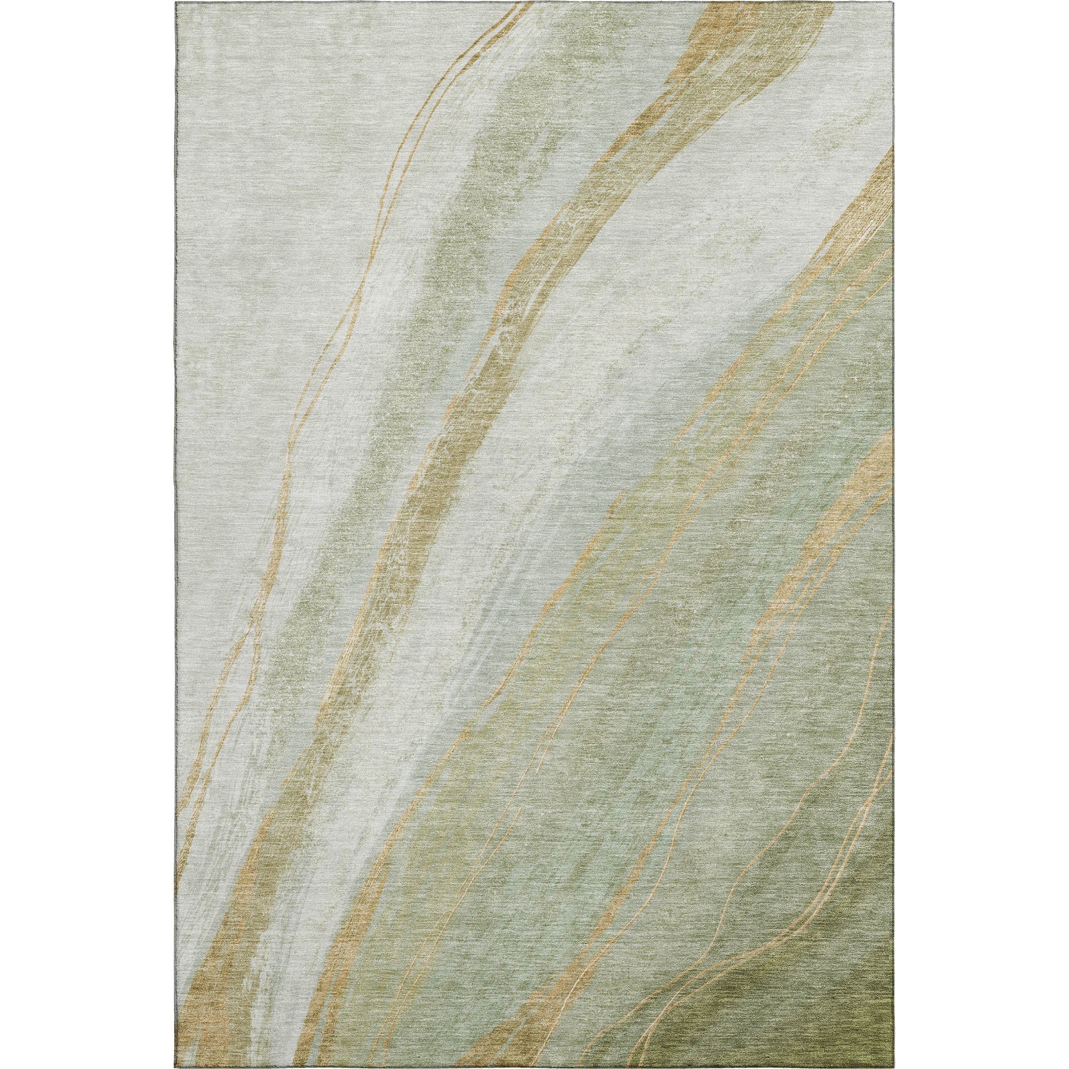 Kyoto Machine Washable Transitional Sage Green Rug 2'6" x 3'10" #shape_Rectangle