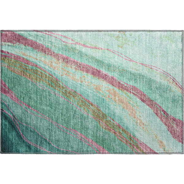 Florence Machine Washable Transitional Green Rug 1'8" x 2'6"