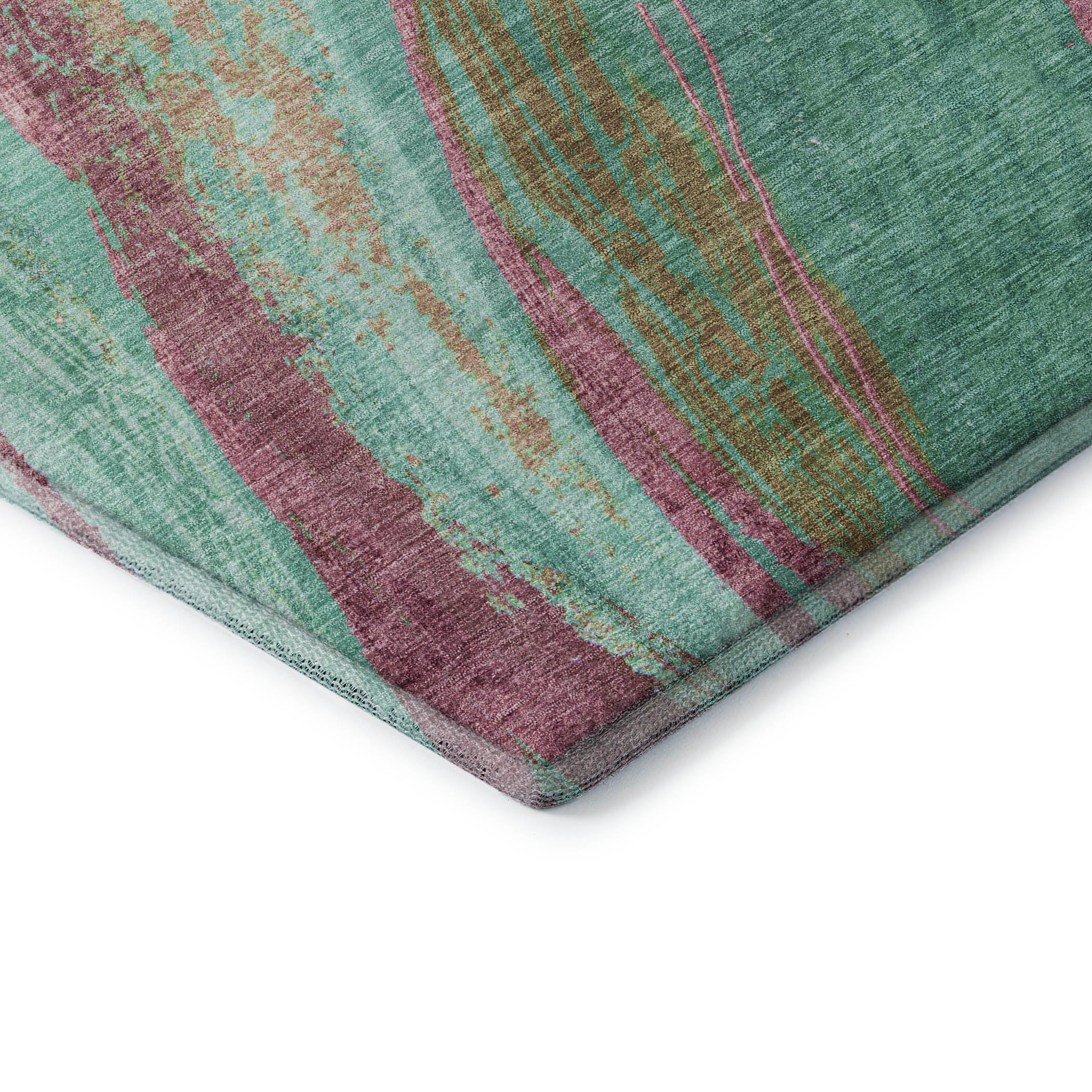 Florence Machine Washable Transitional Green Rug 1'8" x 2'6" #shape_Rectangle