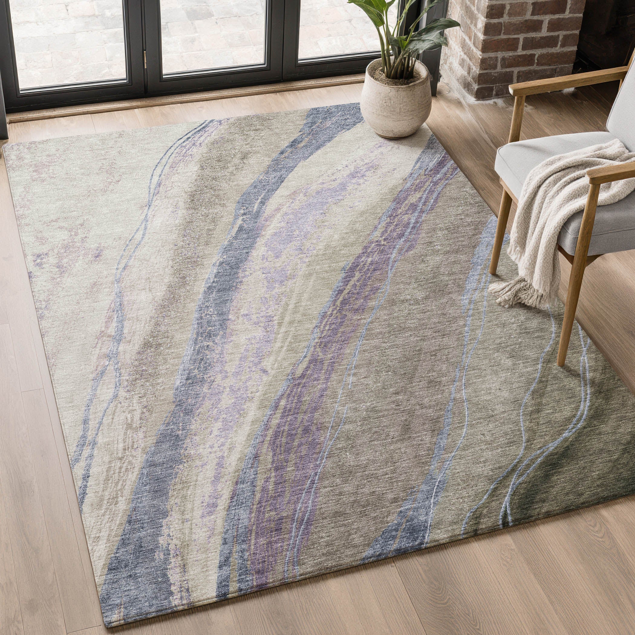 Florence Machine Washable Transitional Mocha Brown Rug 2'6" x 3'10" #shape_Rectangle