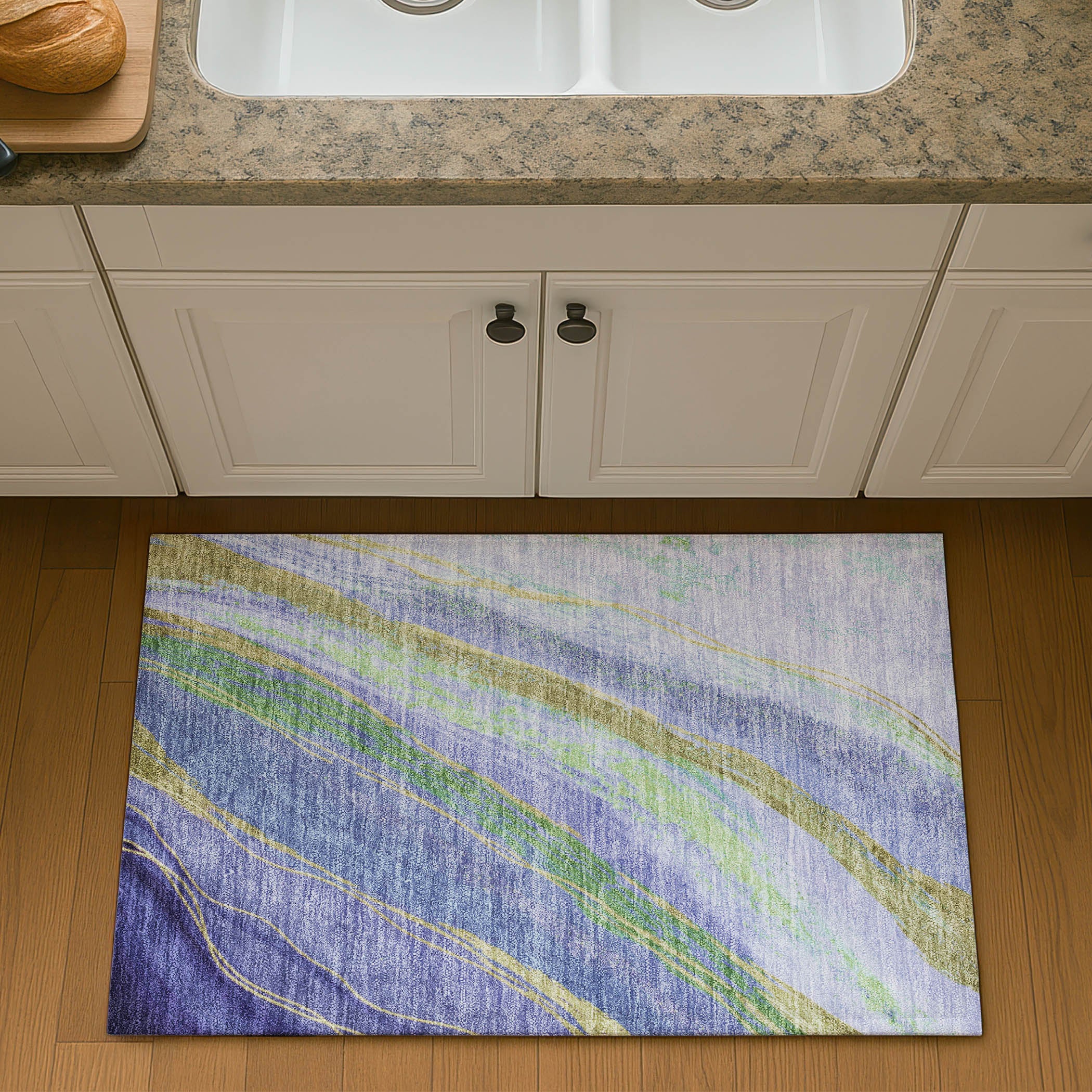 Florence Machine Washable Transitional Purple Rug 1'8" x 2'6" #shape_Rectangle