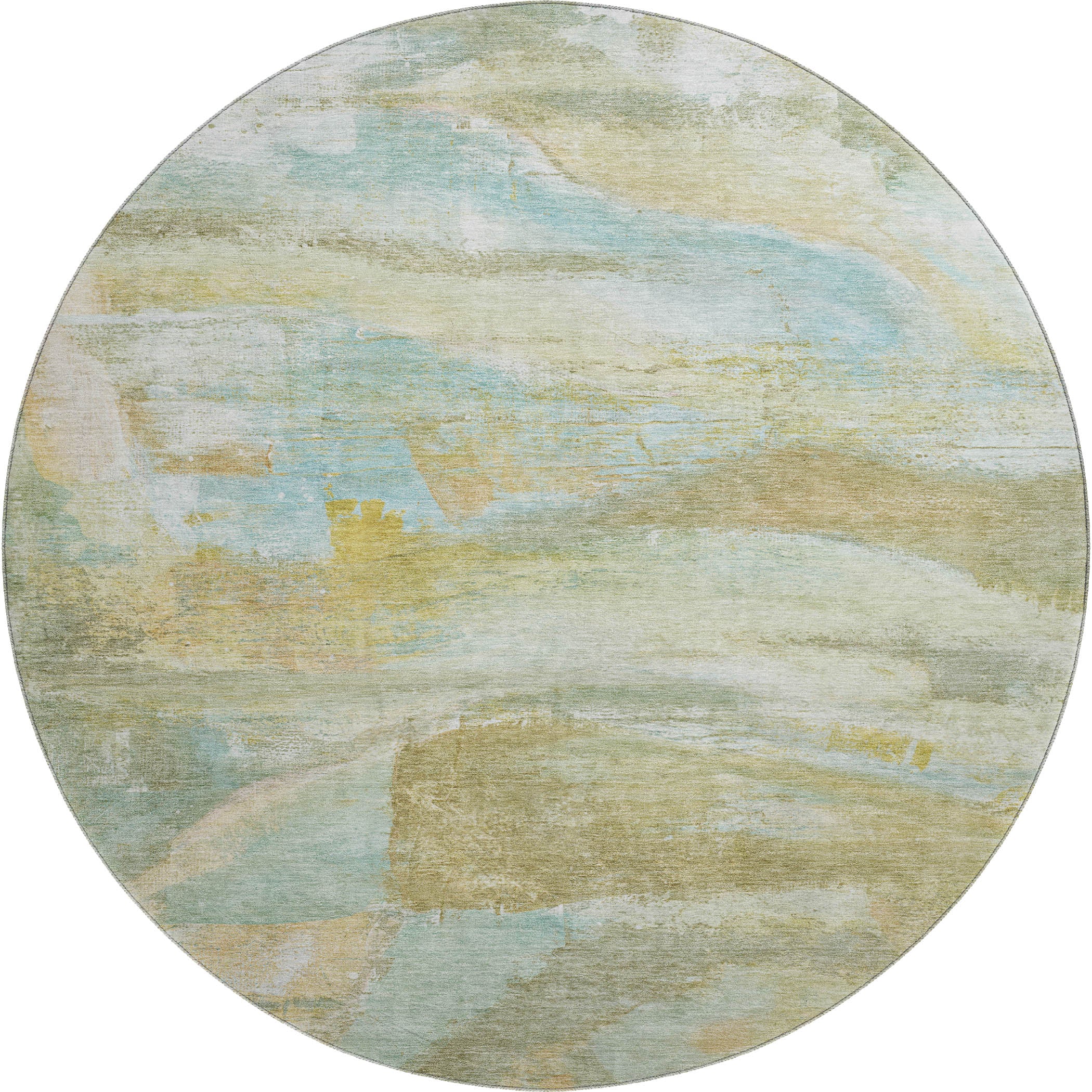 Lima Machine Washable Transitional Beige Brown Rug 8' x 8' #shape_Round