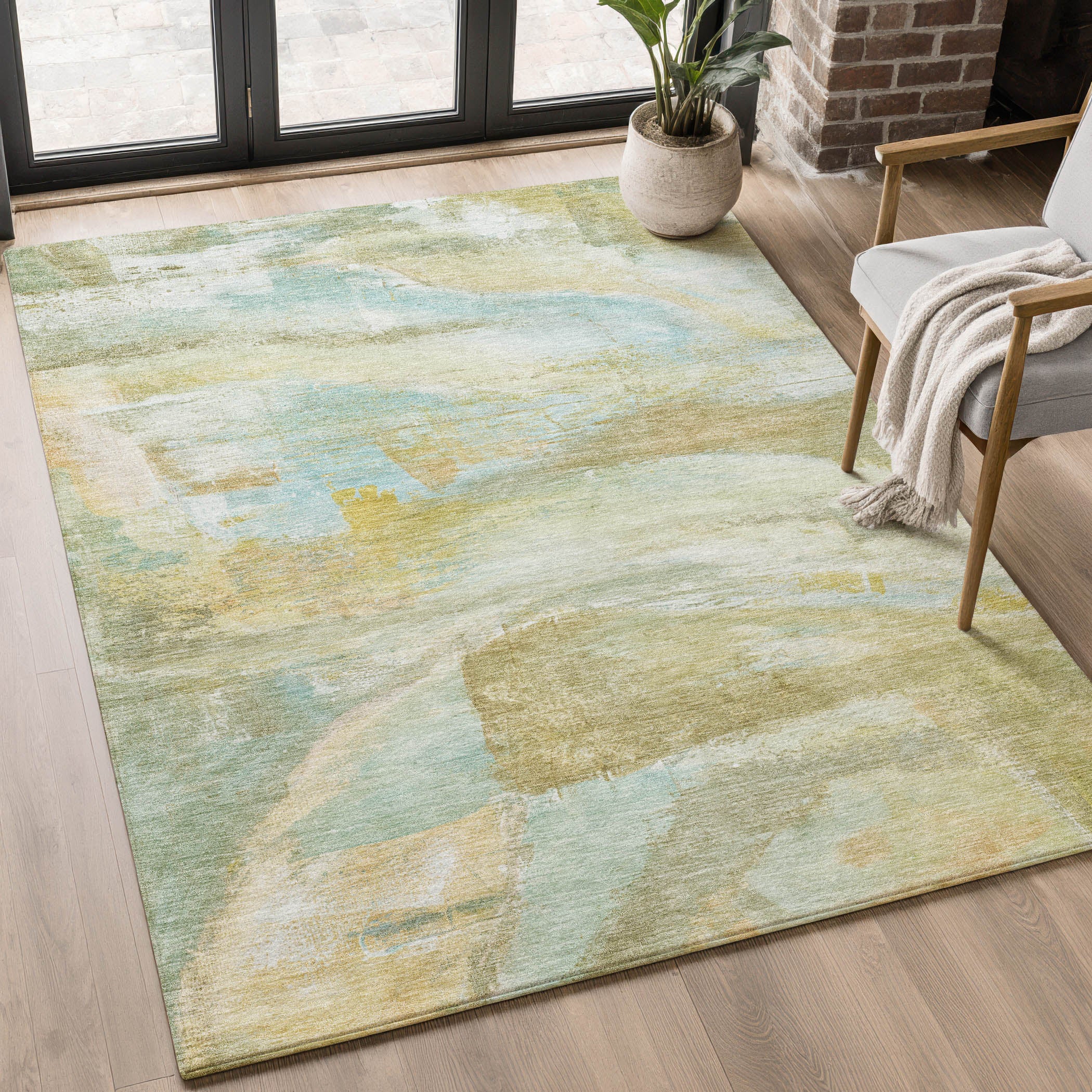 Lima Machine Washable Transitional Beige Brown Rug 2'6" x 3'10" #shape_Rectangle