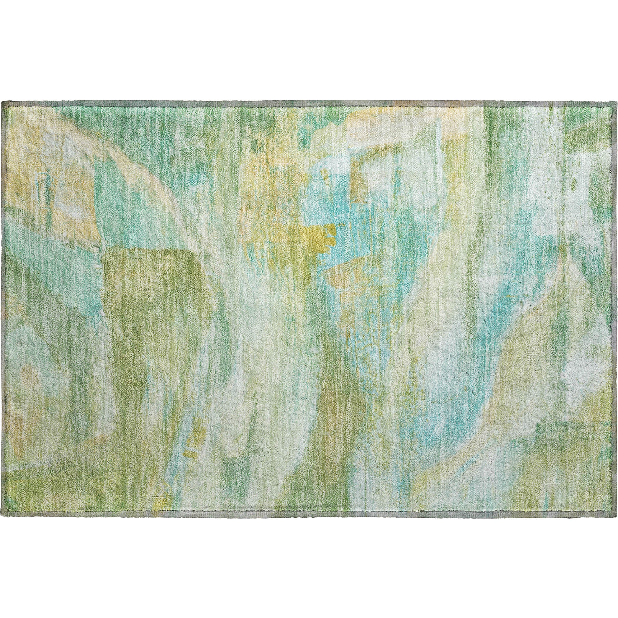 Lima Machine Washable Transitional Green Rug 1'8" x 2'6" #shape_Rectangle