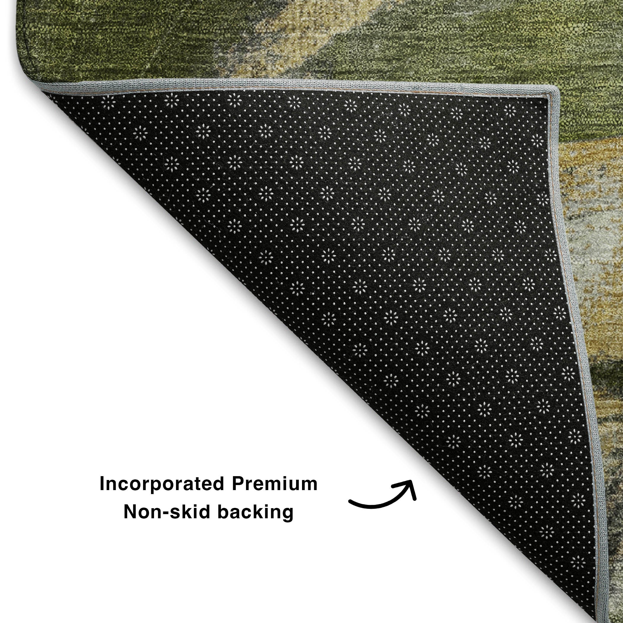 Lima Machine Washable Transitional Olive Green Rug 1'8" x 2'6" #shape_Rectangle