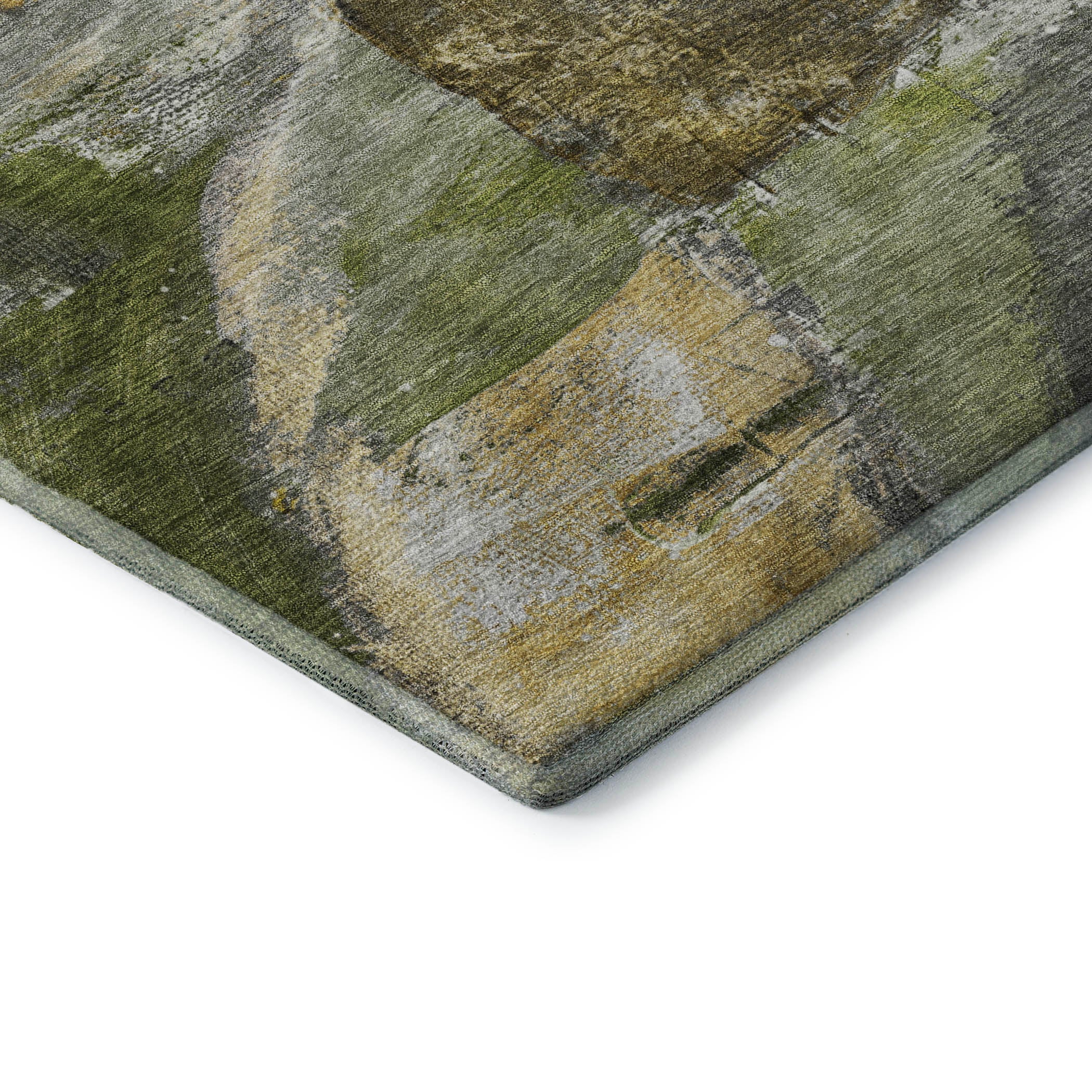 Lima Machine Washable Transitional Olive Green Rug 1'8" x 2'6" #shape_Rectangle