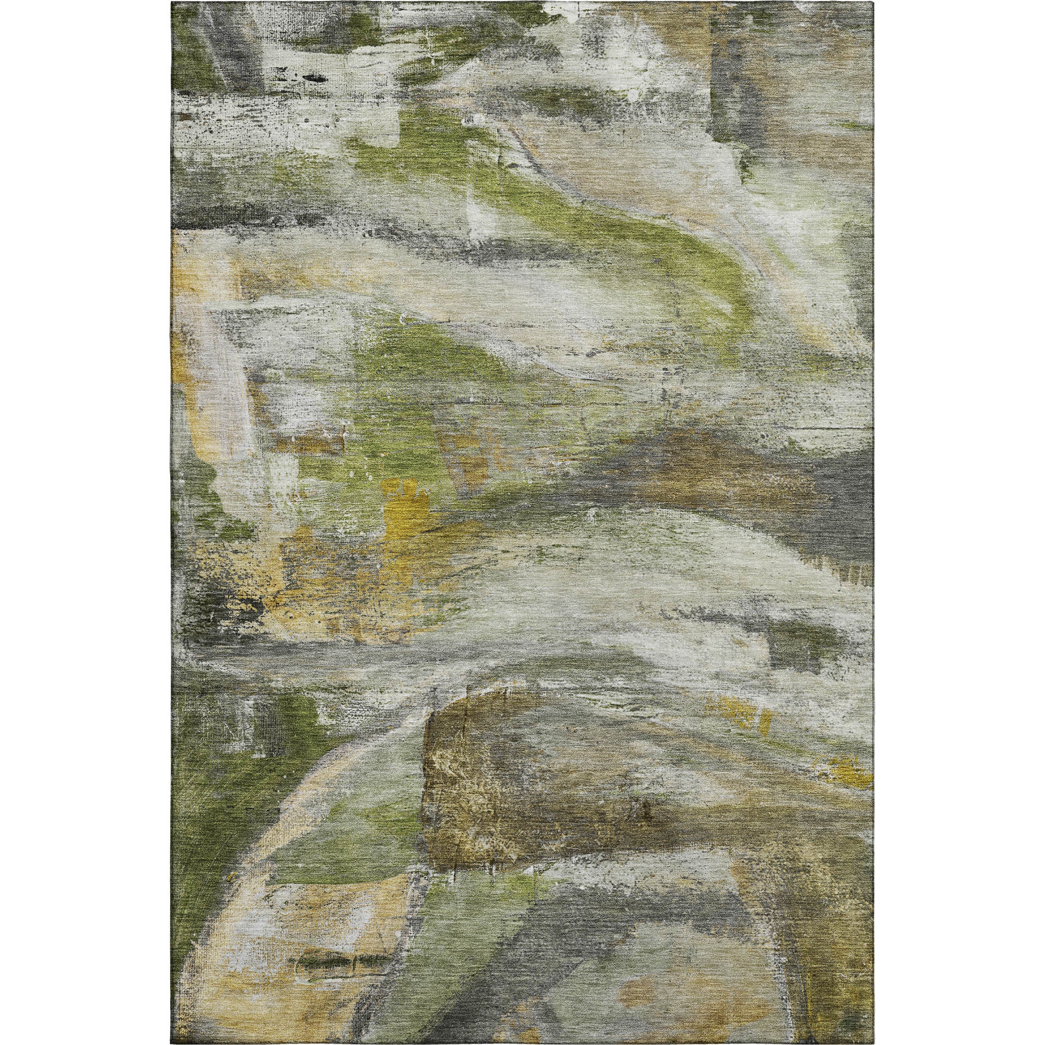 Lima Machine Washable Transitional Olive Green Rug 2'6" x 3'10" #shape_Rectangle