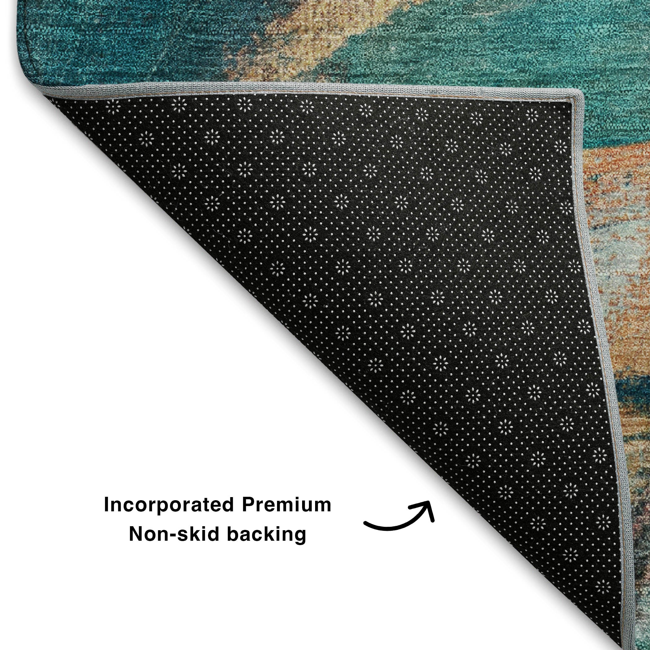 Lima Machine Washable Transitional Teal Rug 1'8" x 2'6" #shape_Rectangle