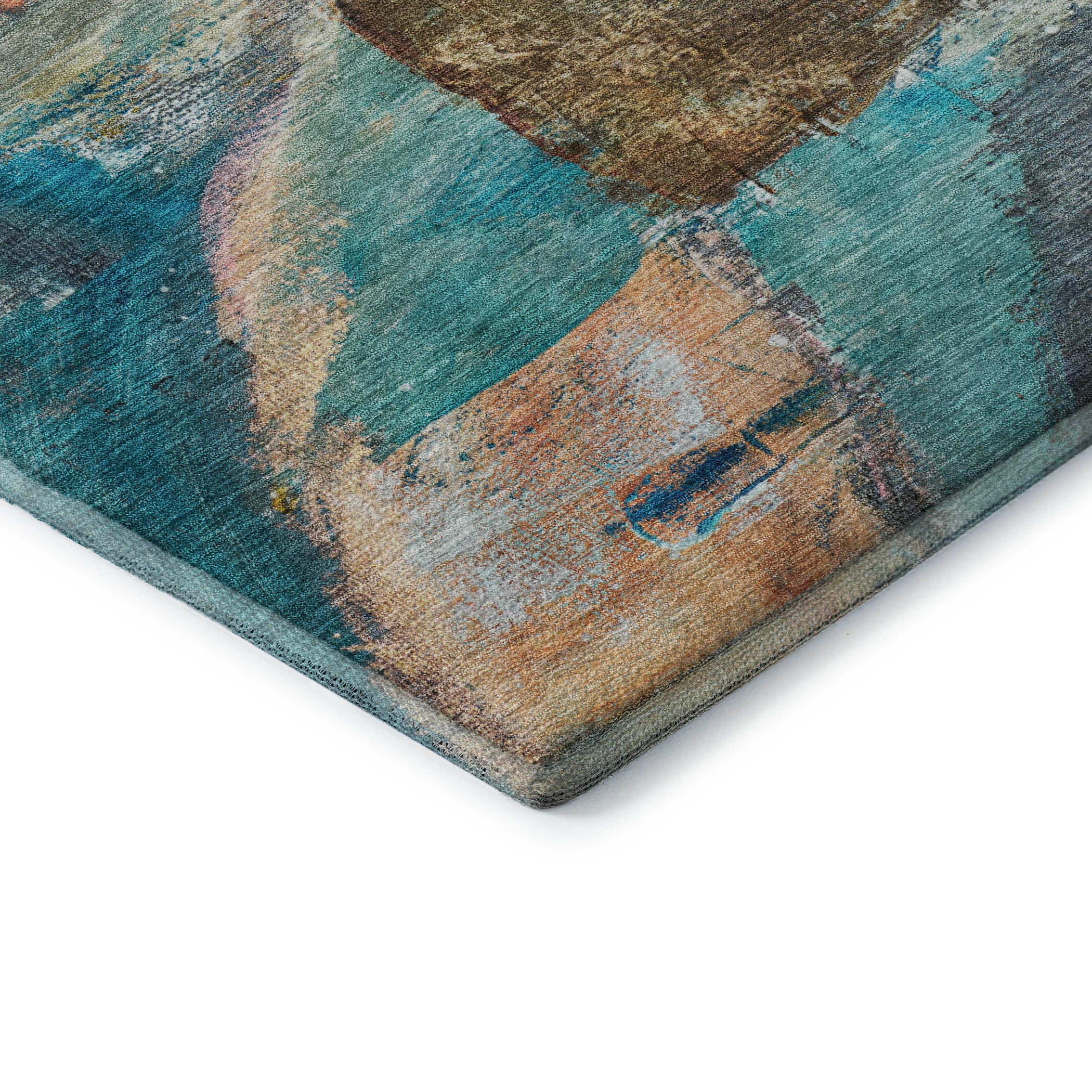 Lima Machine Washable Transitional Teal Rug 1'8" x 2'6" #shape_Rectangle