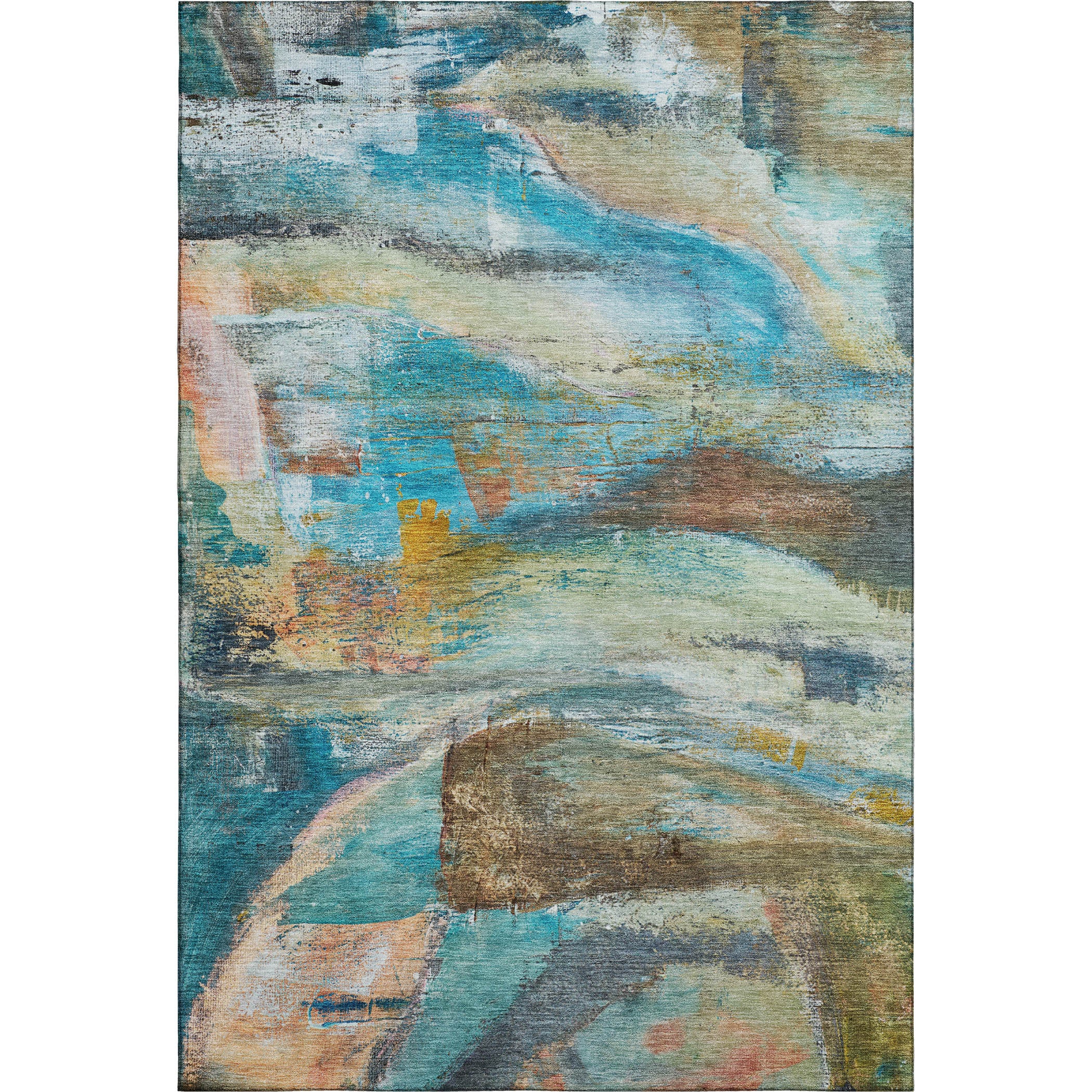 Lima Machine Washable Transitional Teal Rug 2'6" x 3'10" #shape_Rectangle