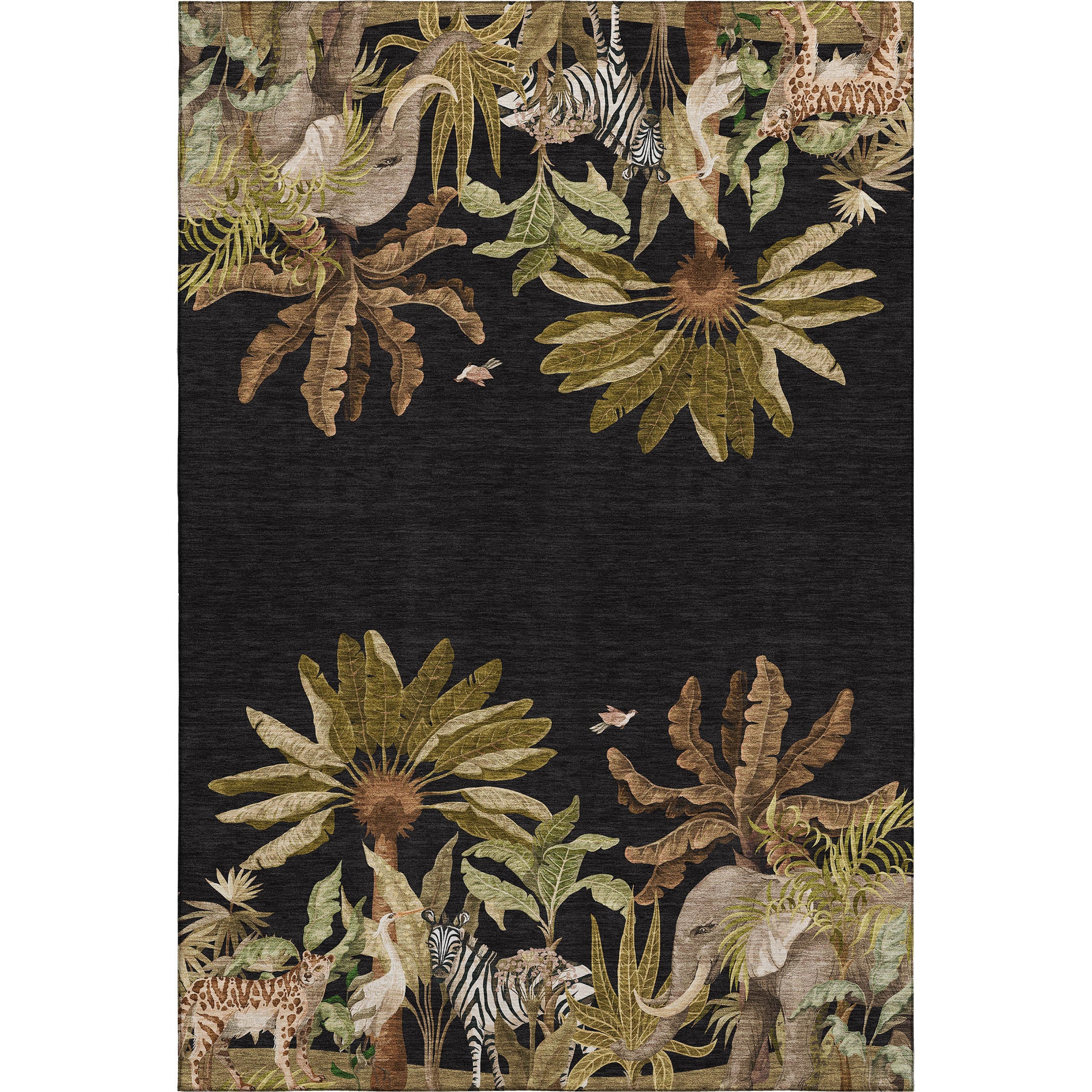 Sarajevo Machine Washable Tropical Midnight Black Rug 2'6" x 3'10" #shape_Rectangle