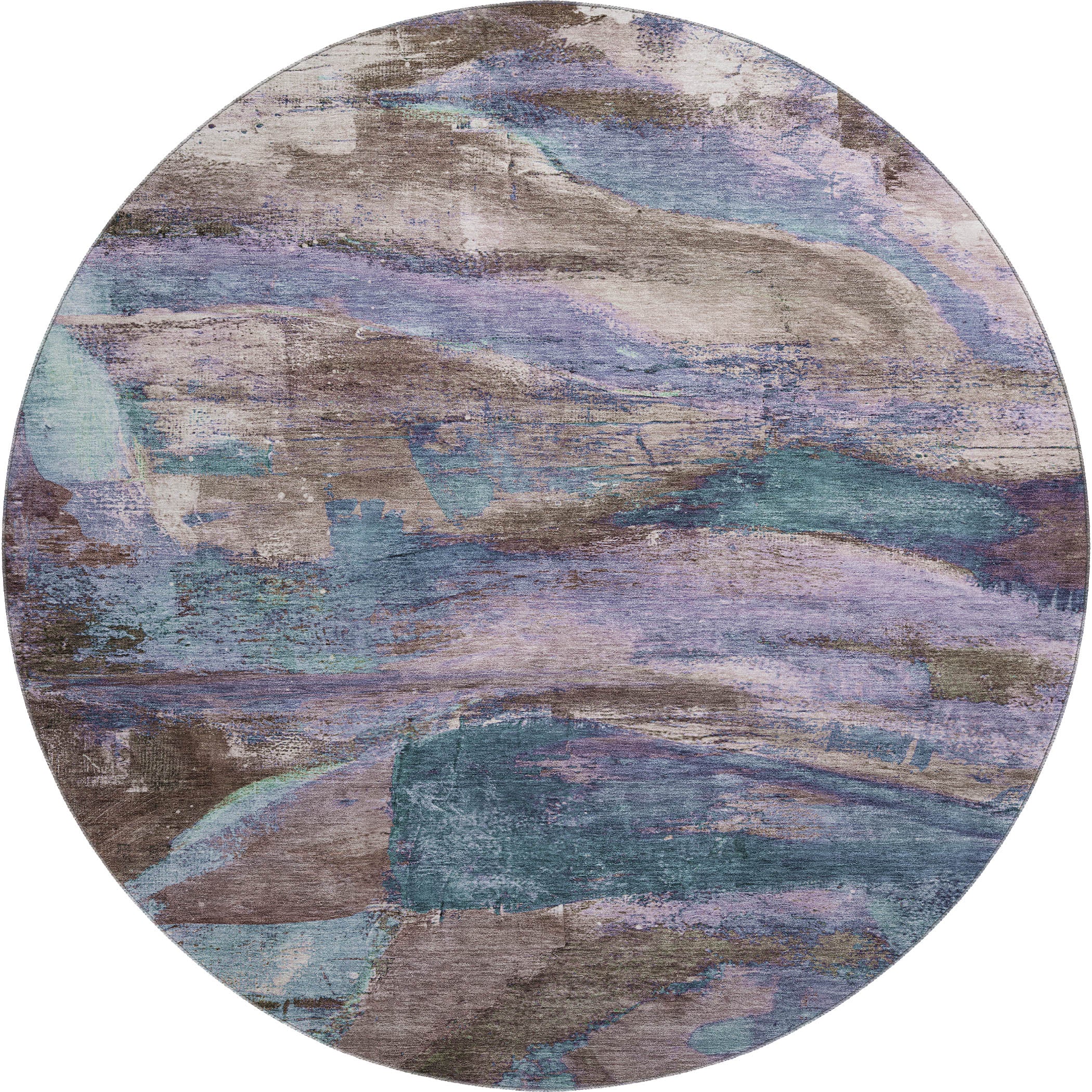 Cartagena Machine Washable Transitional Mocha Brown Rug 8' x 8' #shape_Round