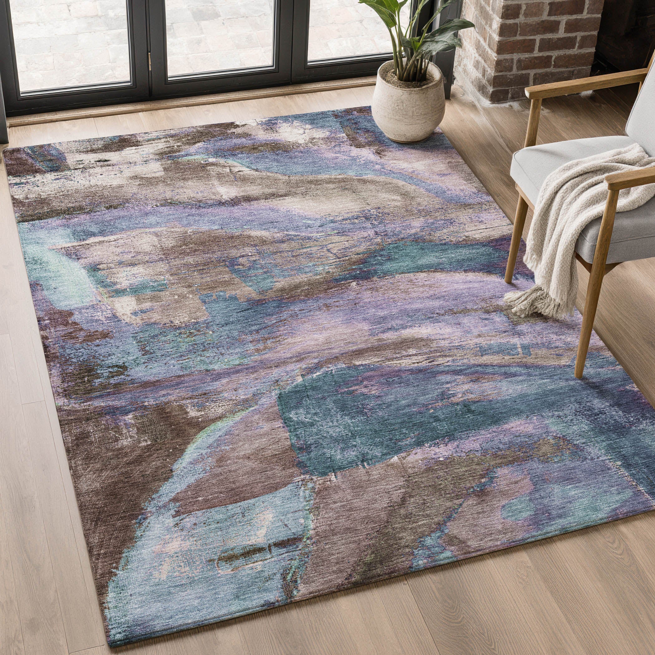 Cartagena Machine Washable Transitional Mocha Brown Rug 2'6" x 3'10" #shape_Rectangle