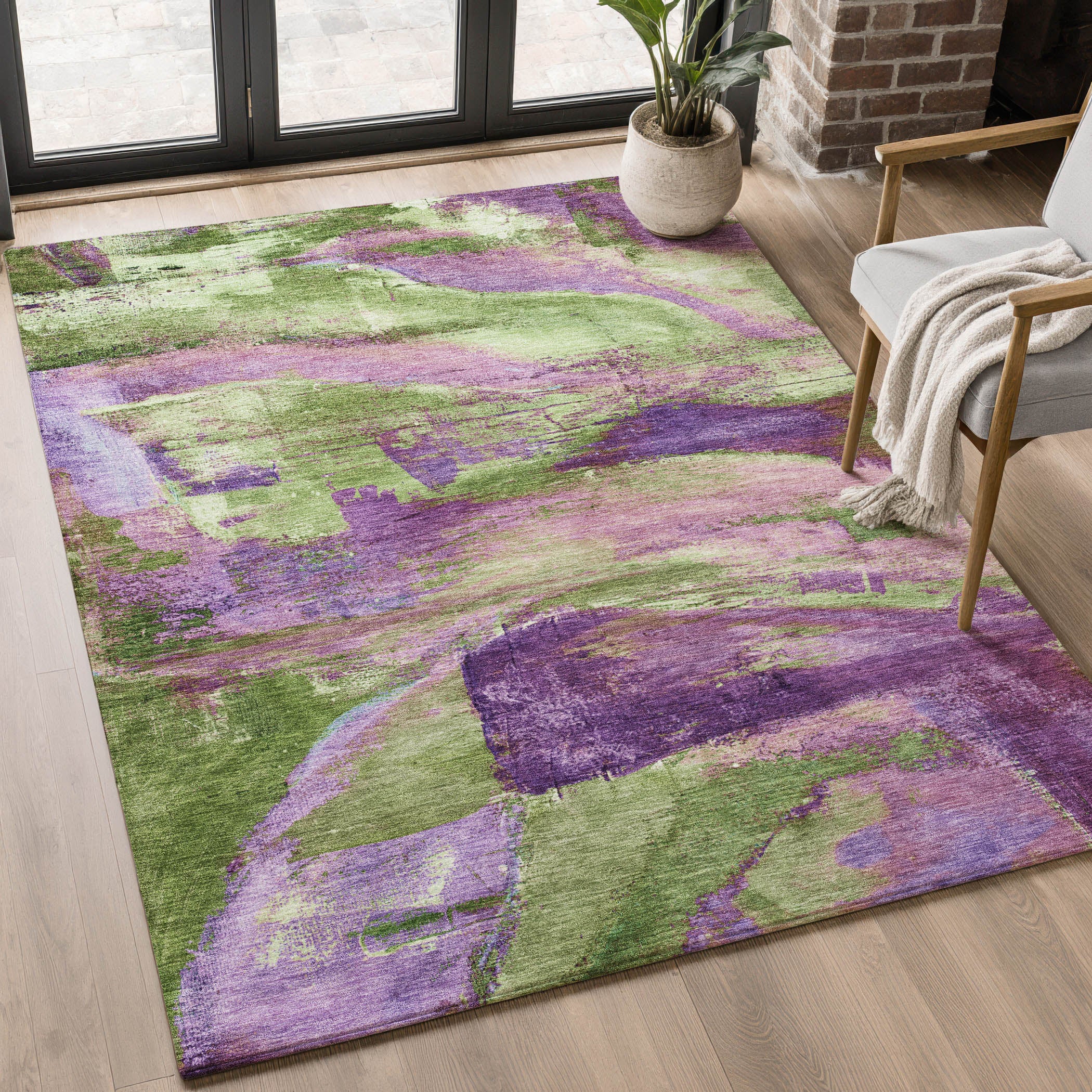 Cartagena Machine Washable Transitional Purple Rug 2'6" x 3'10" #shape_Rectangle