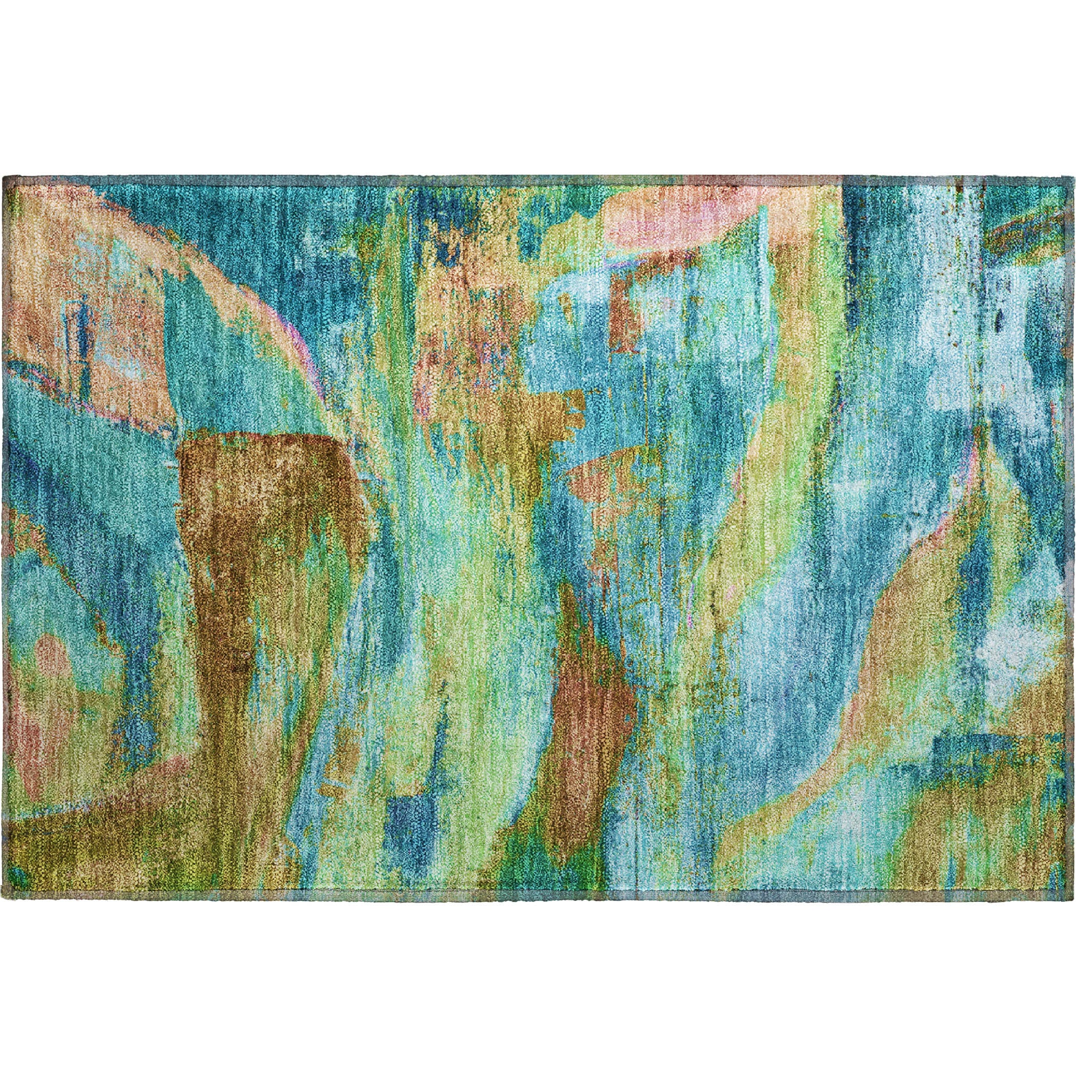 Cartagena Machine Washable Transitional Teal Rug 1'8" x 2'6" #shape_Rectangle