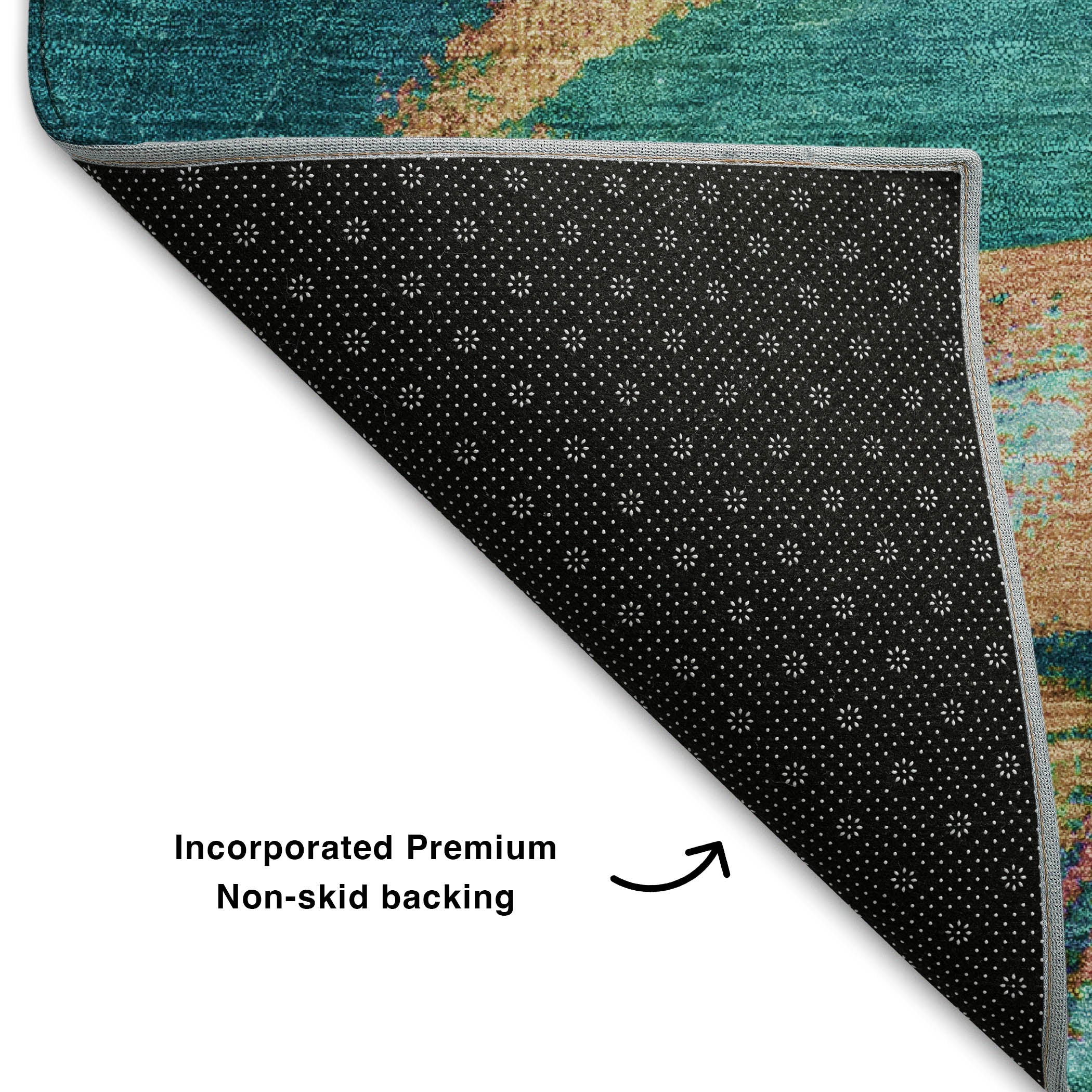 Cartagena Machine Washable Transitional Teal Rug 1'8" x 2'6" #shape_Rectangle