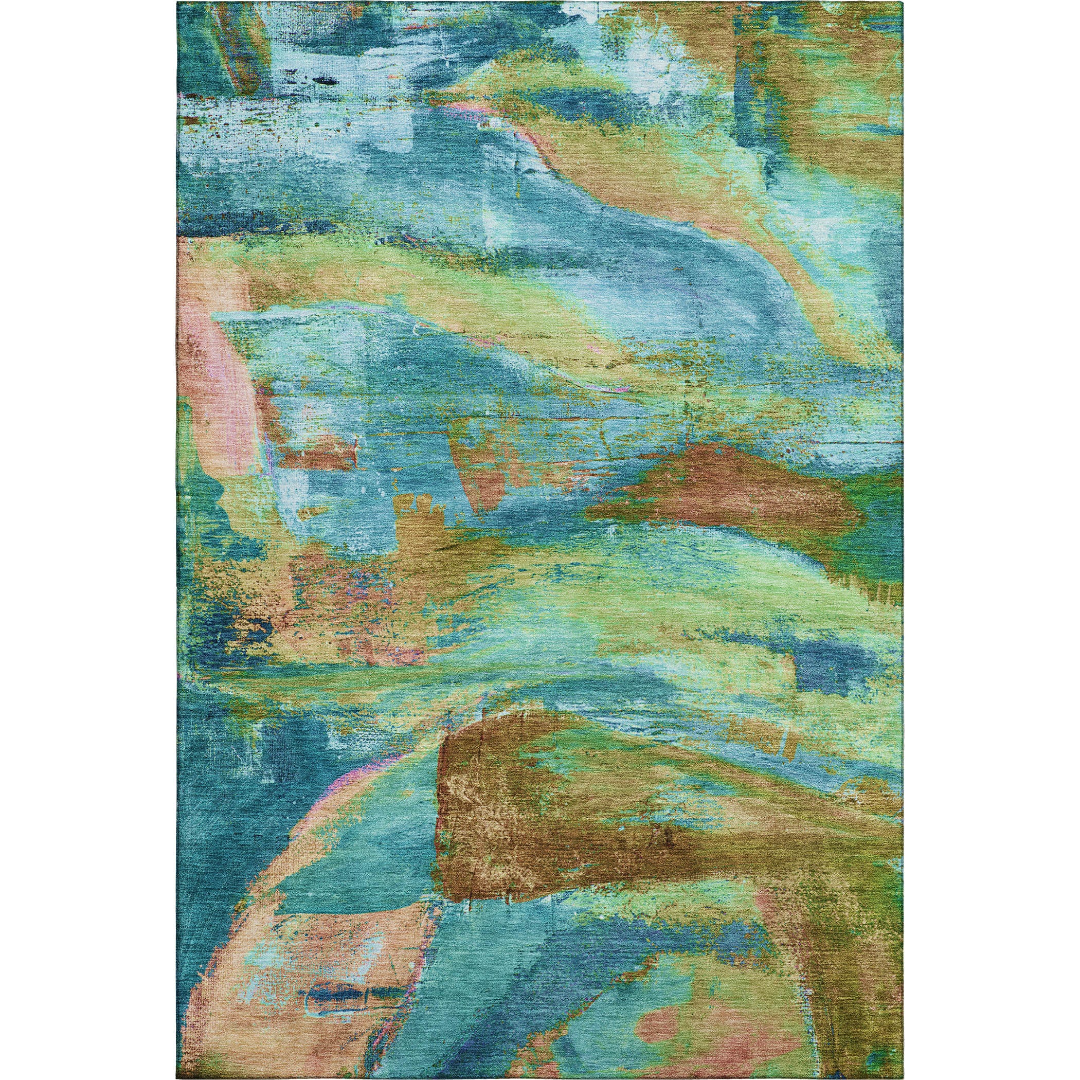 Cartagena Machine Washable Transitional Teal Rug 2'6" x 3'10" #shape_Rectangle