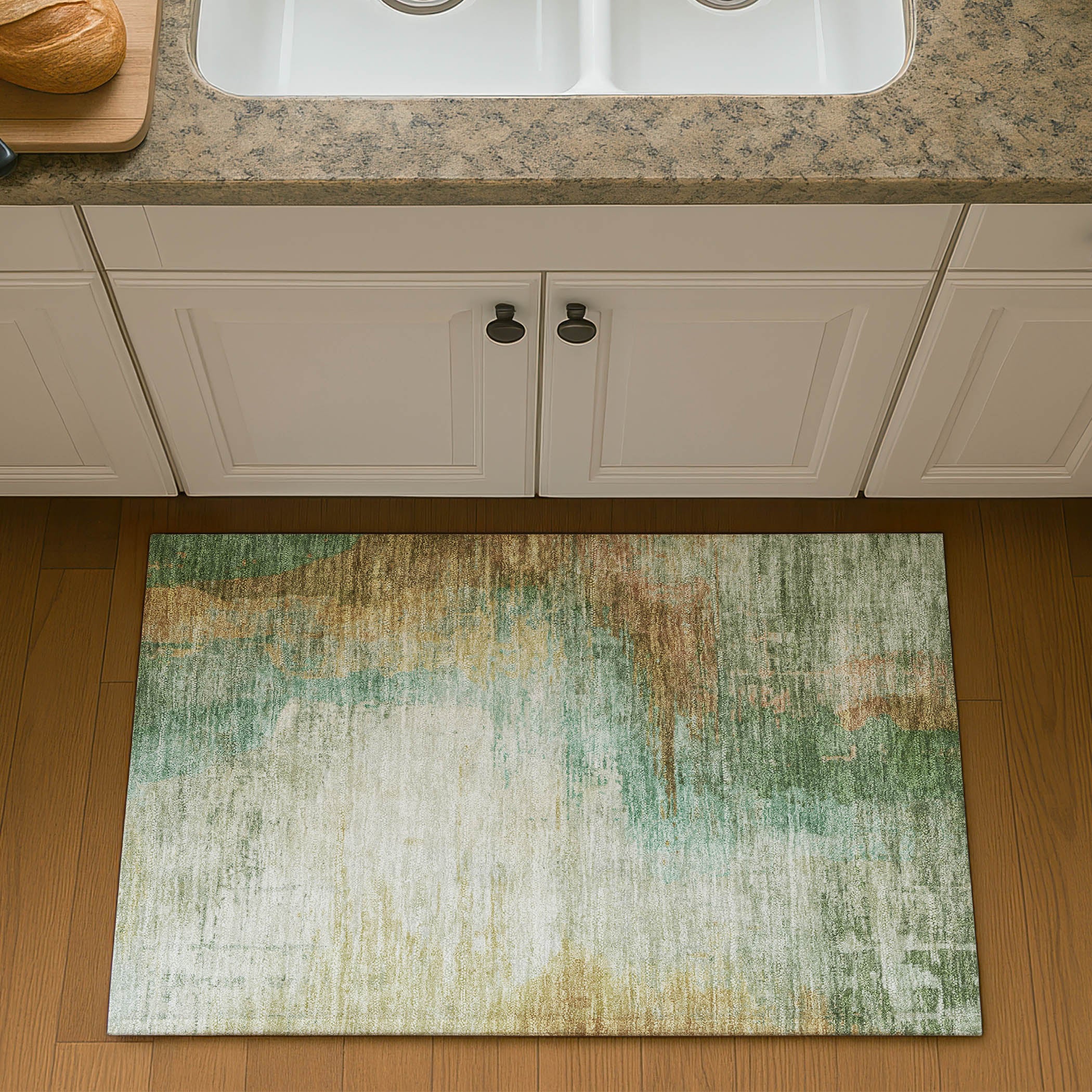 Rome Machine Washable Transitional Aloe Green Rug 1'8" x 2'6" #shape_Rectangle