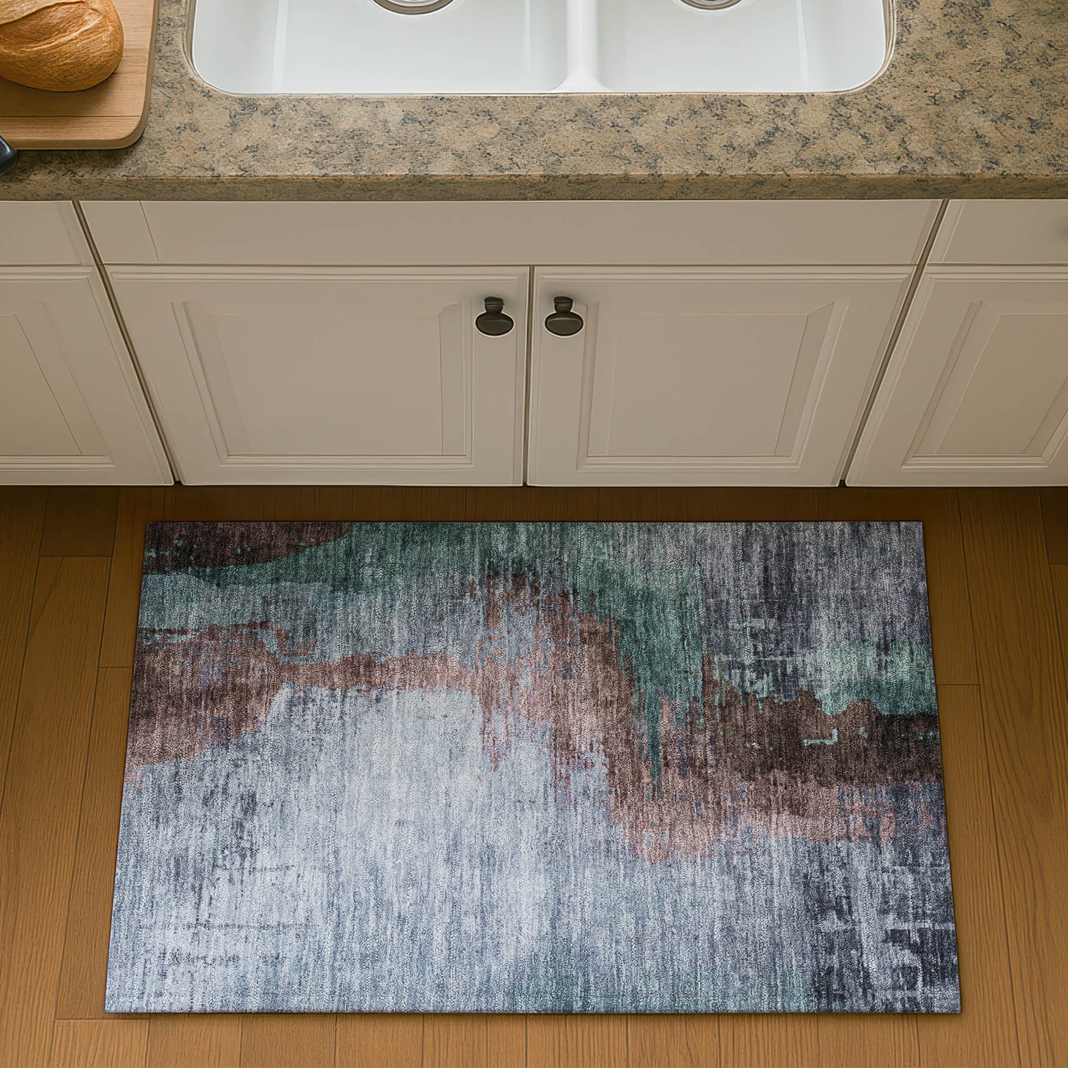 Rome Machine Washable Transitional Blue Rug 1'8" x 2'6" #shape_Rectangle