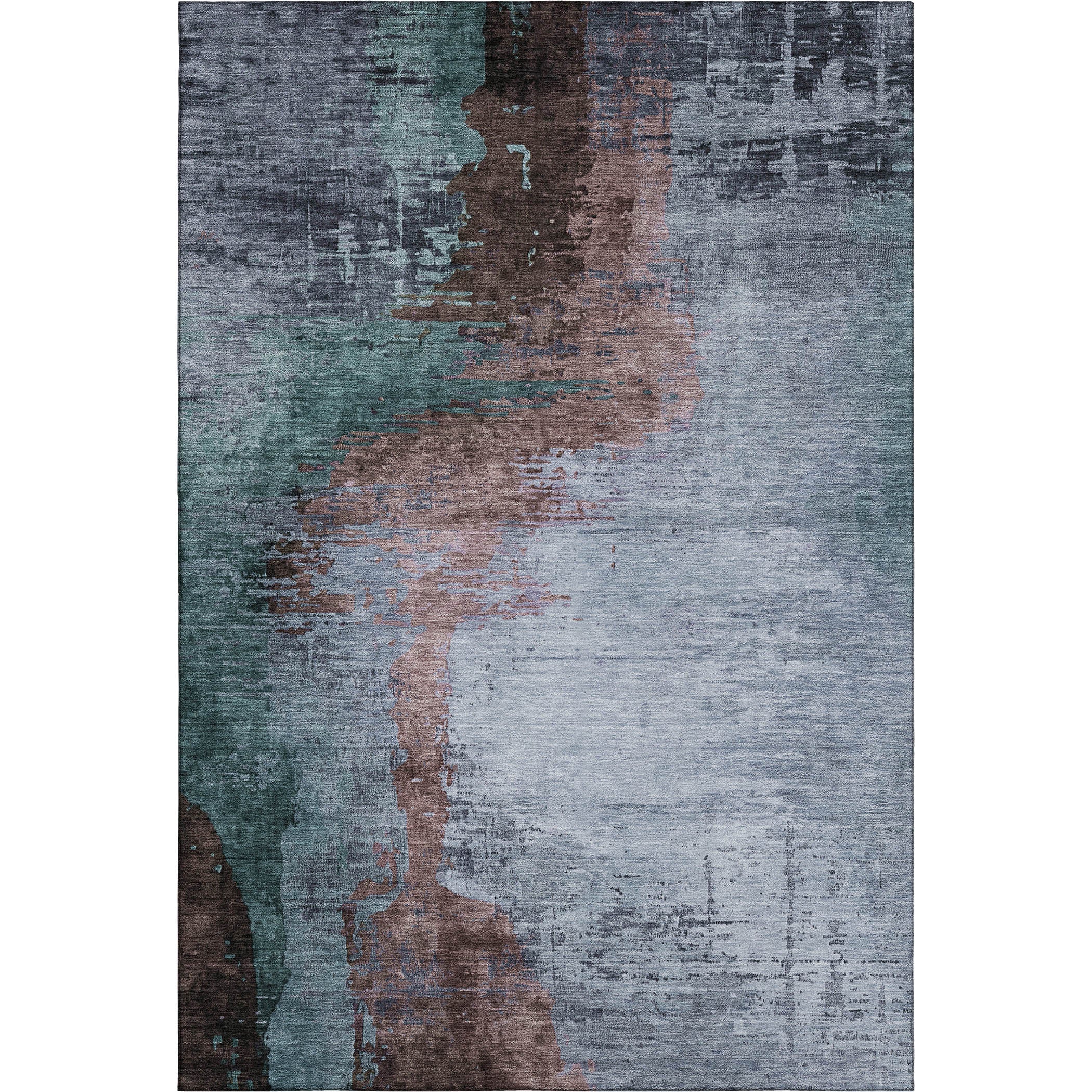 Rome Machine Washable Transitional Blue Rug 2'6" x 3'10" #shape_Rectangle