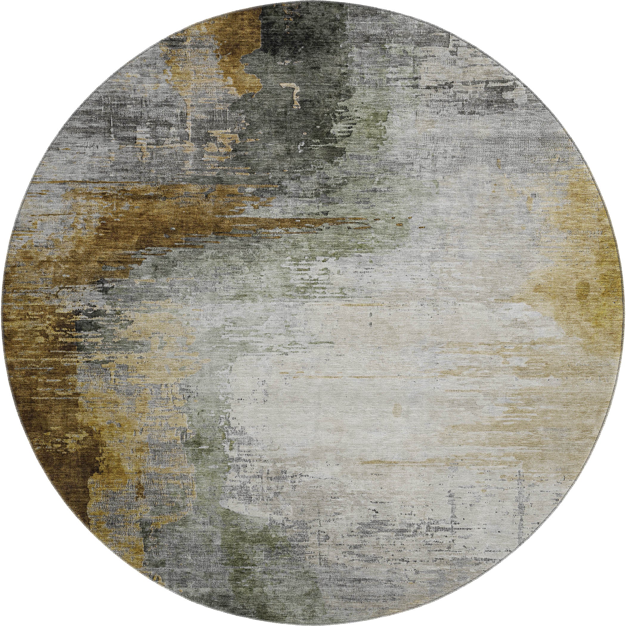 Rome Machine Washable Transitional Chocolate Brown Rug 8' x 8' #shape_Round