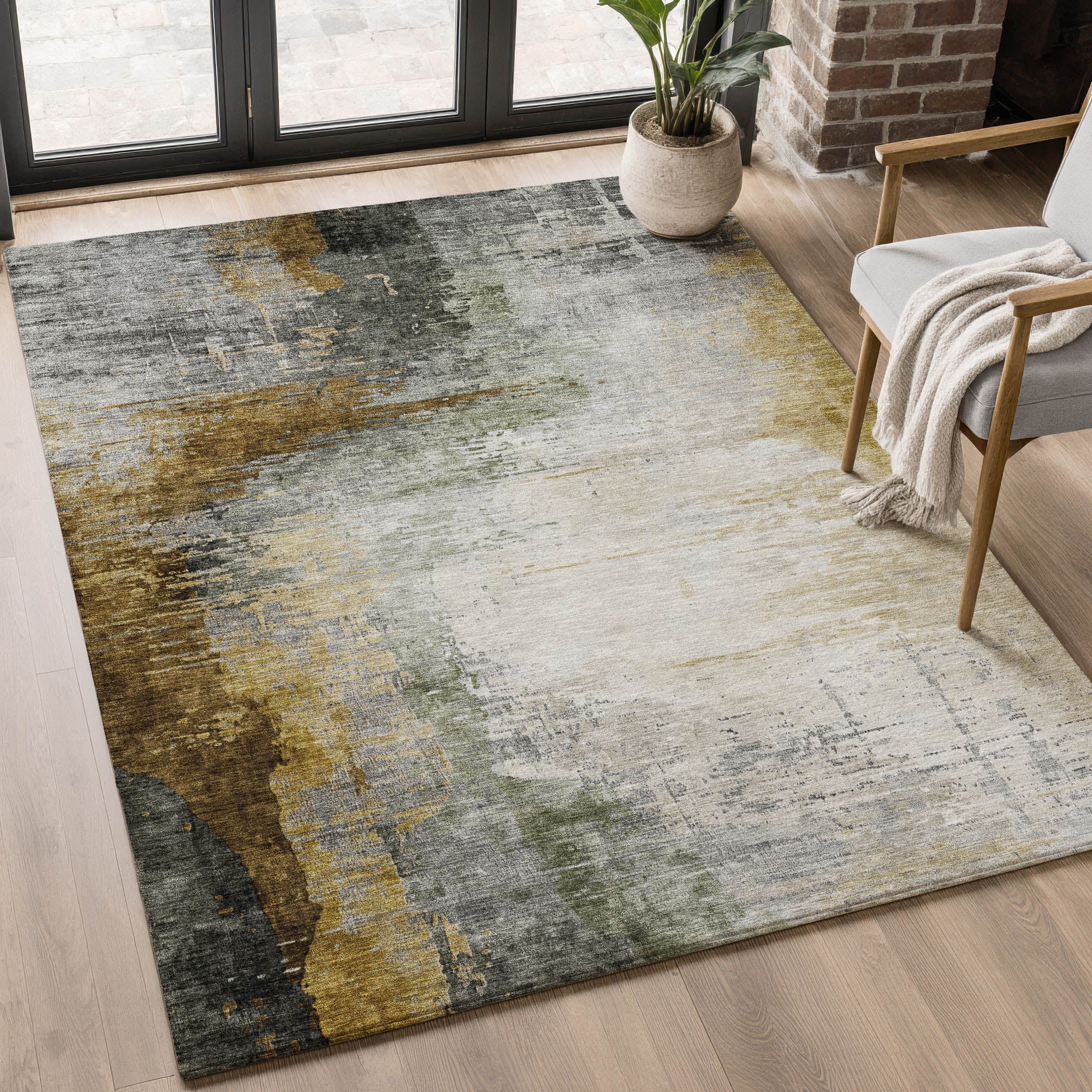 Rome Machine Washable Transitional Chocolate Brown Rug 2'6" x 3'10" #shape_Rectangle