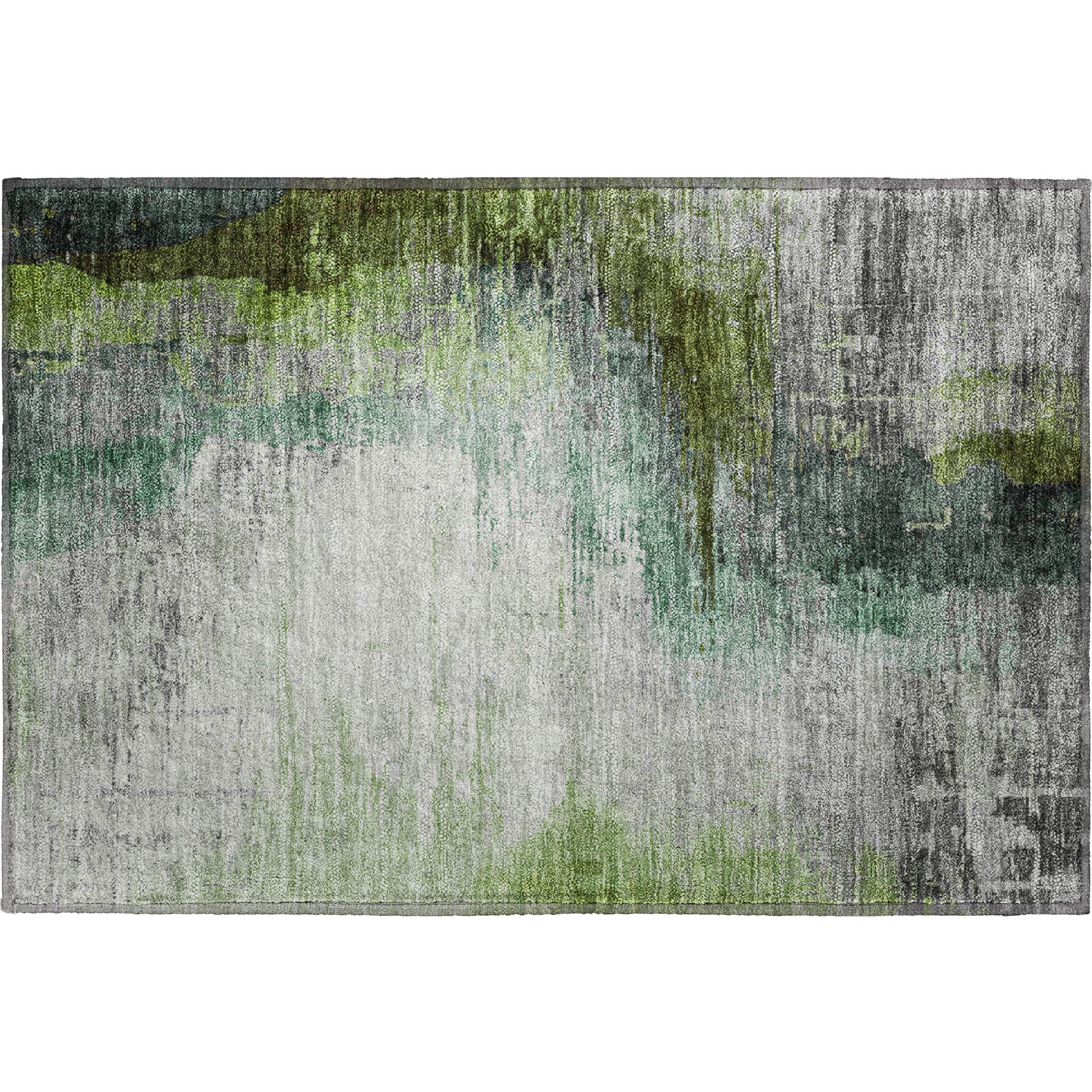 Rome Machine Washable Transitional Green Rug 1'8" x 2'6" #shape_Rectangle