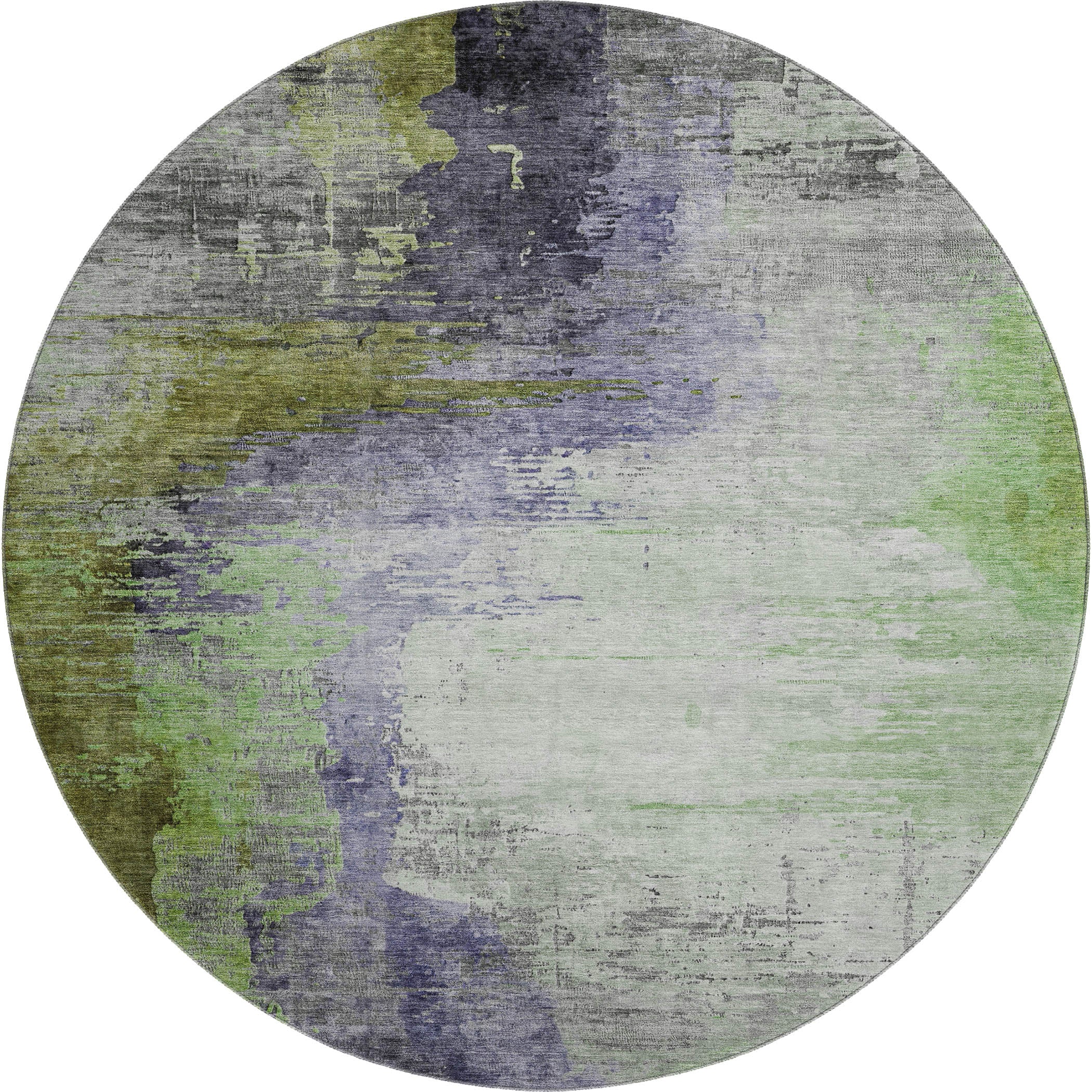 Rome Machine Washable Transitional Plum Purple Rug 8' x 8' #shape_Round