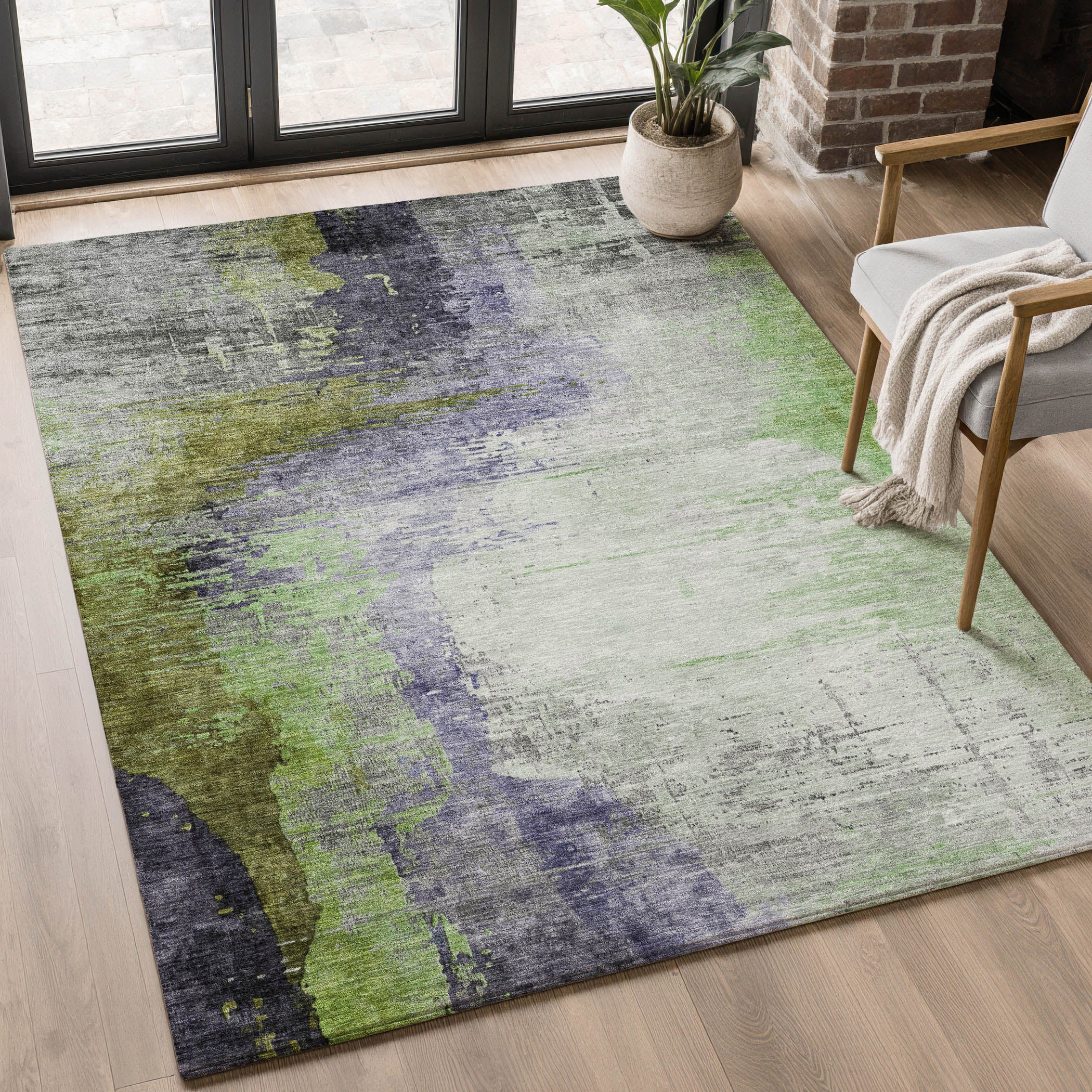 Rome Machine Washable Transitional Plum Purple Rug 2'6" x 3'10" #shape_Rectangle