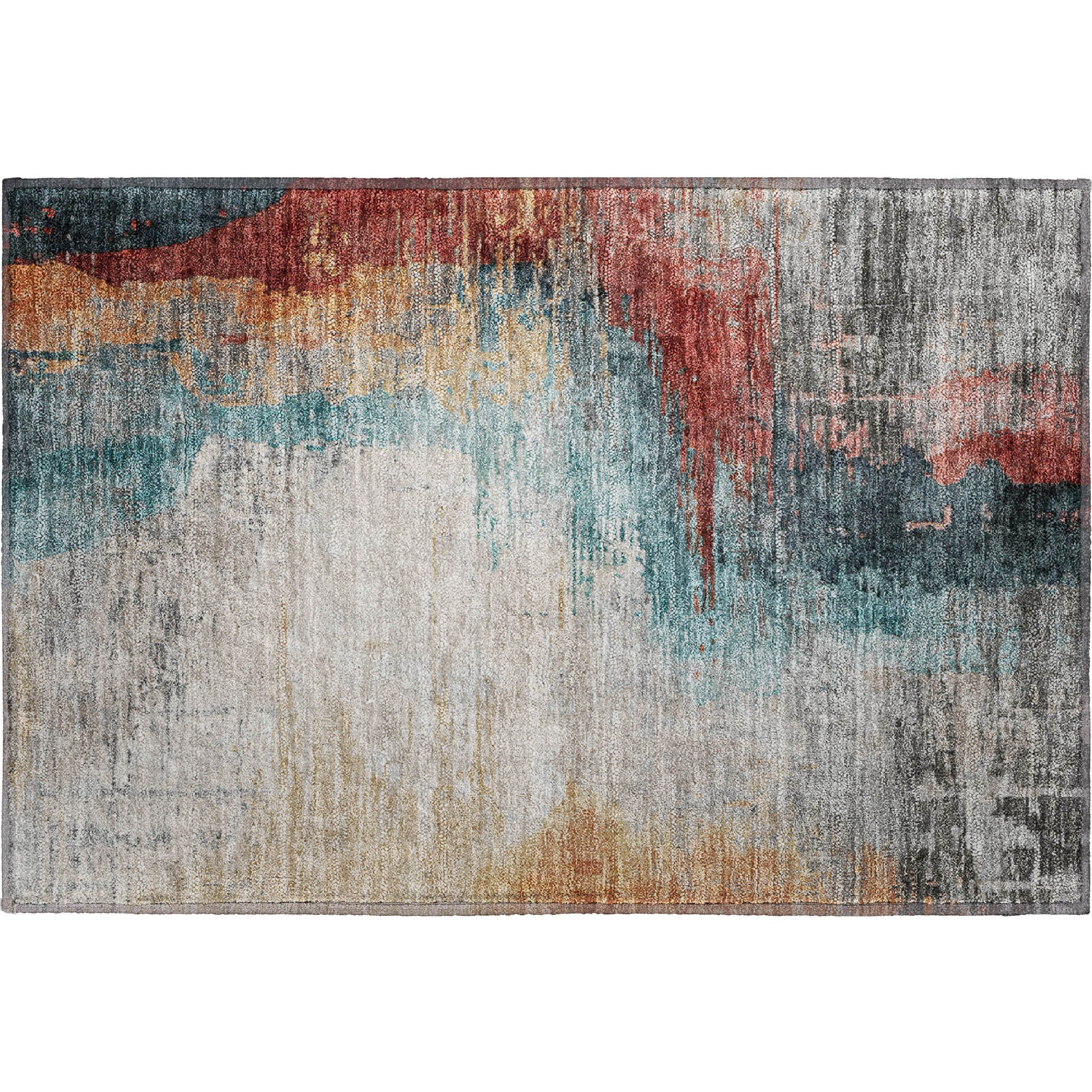 Rome Machine Washable Transitional Teal Rug 1'8" x 2'6" #shape_Rectangle