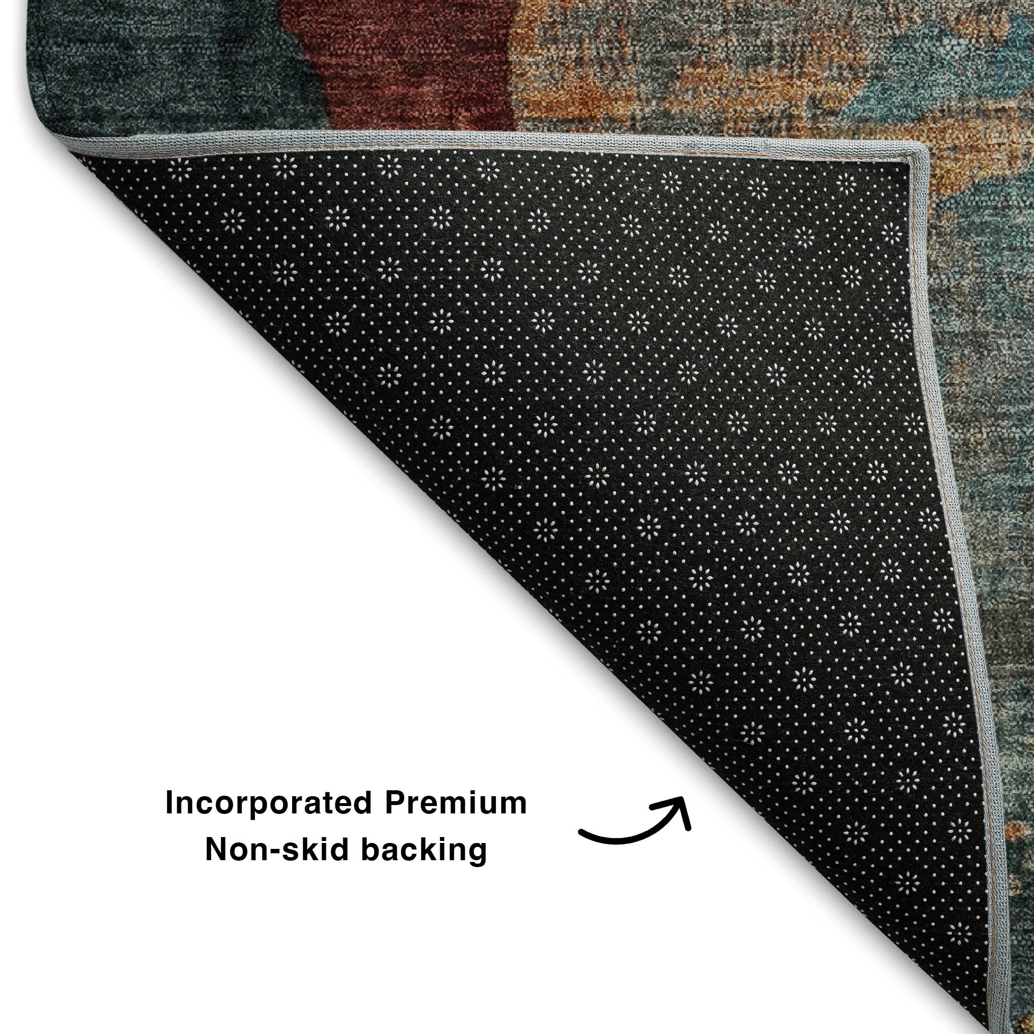 Rome Machine Washable Transitional Teal Rug 1'8" x 2'6" #shape_Rectangle