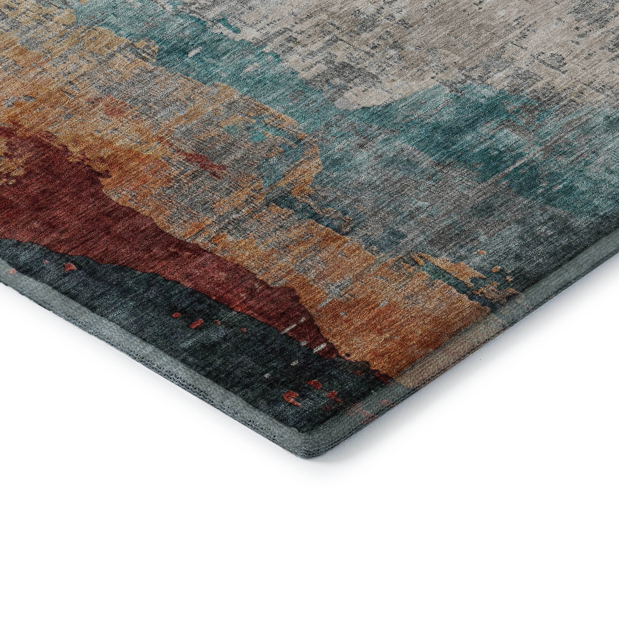 Rome Machine Washable Transitional Teal Rug 1'8" x 2'6" #shape_Rectangle