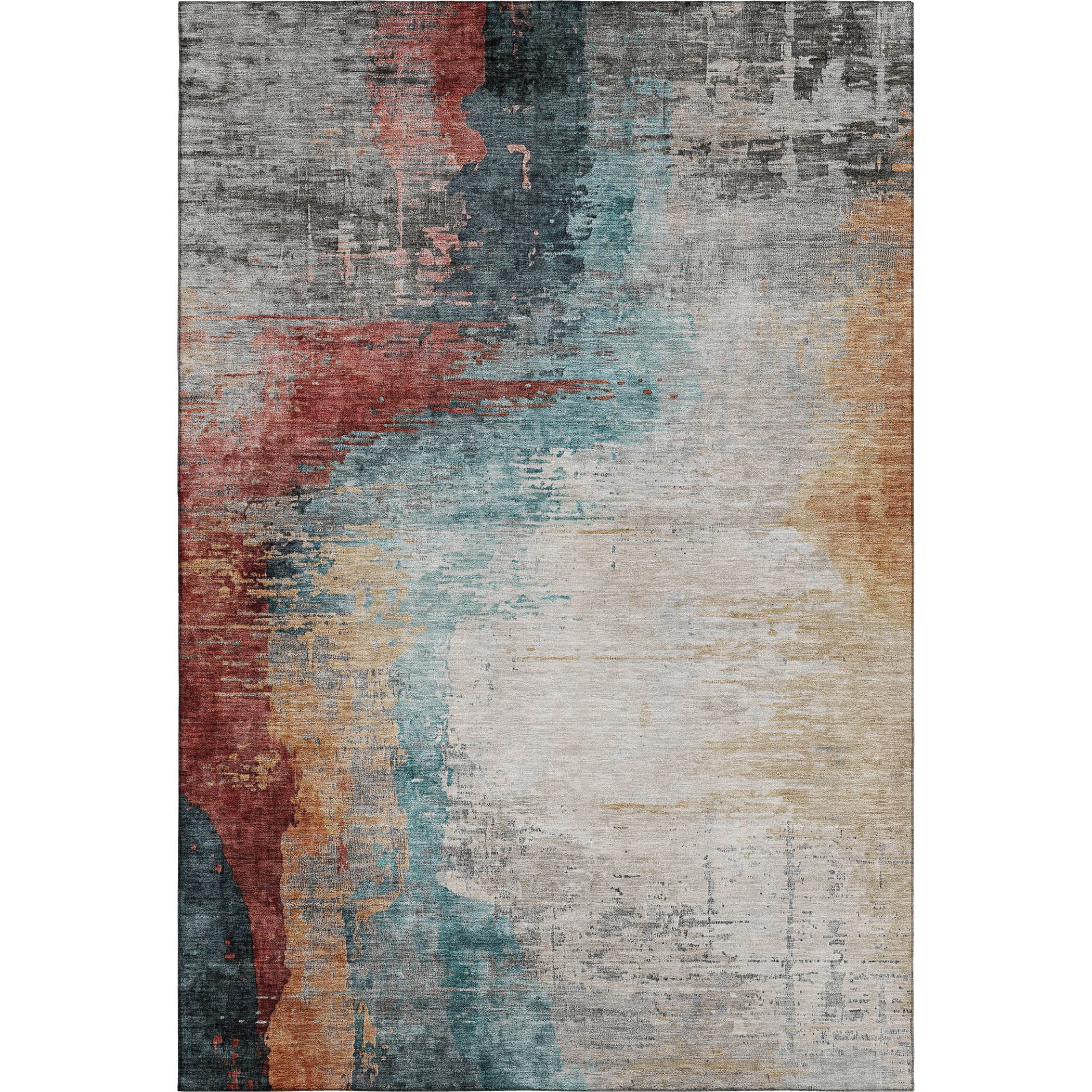 Rome Machine Washable Transitional Teal Rug 2'6" x 3'10" #shape_Rectangle