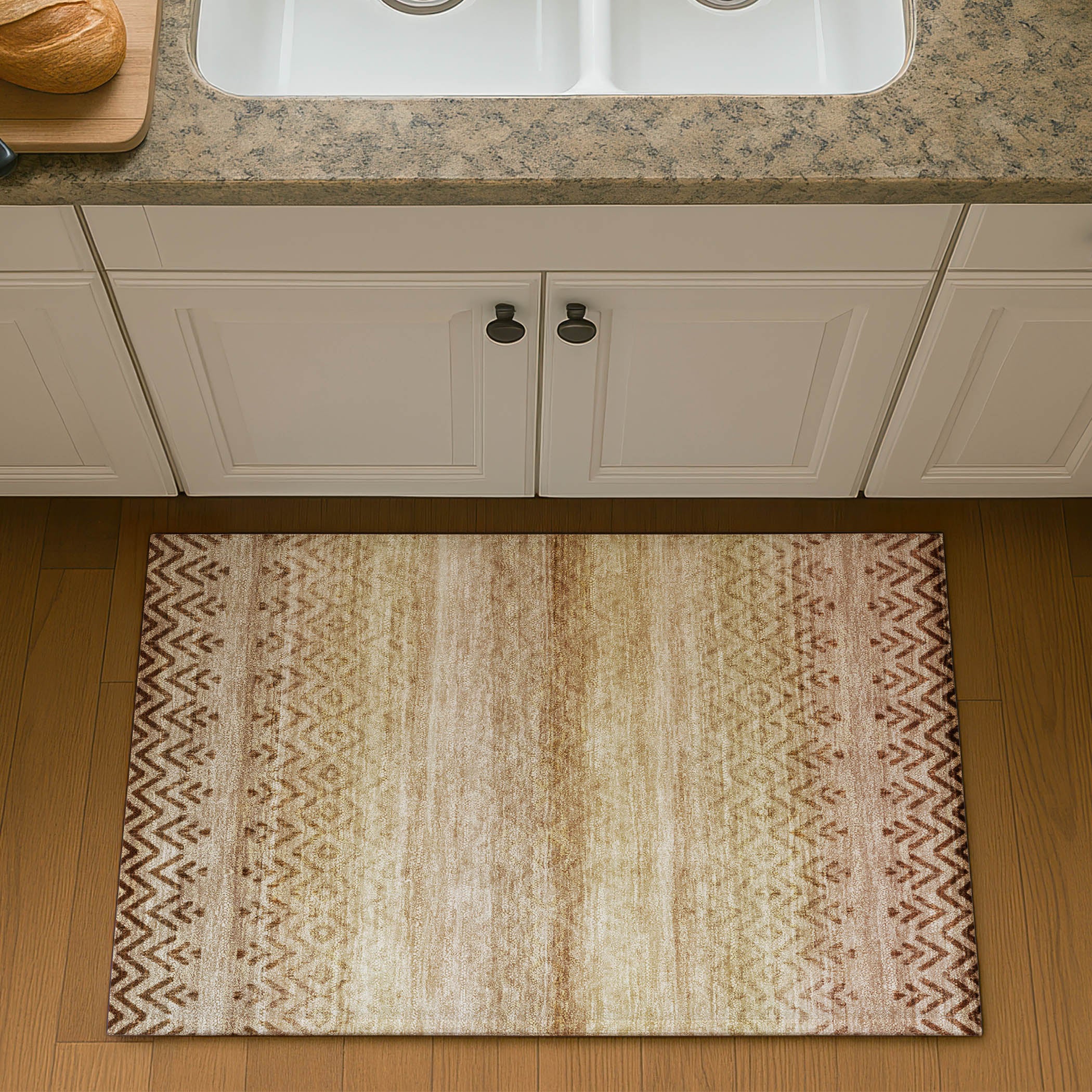 Queenstown Machine Washable Transitional Beige Brown Rug 1'8" x 2'6" #shape_Rectangle